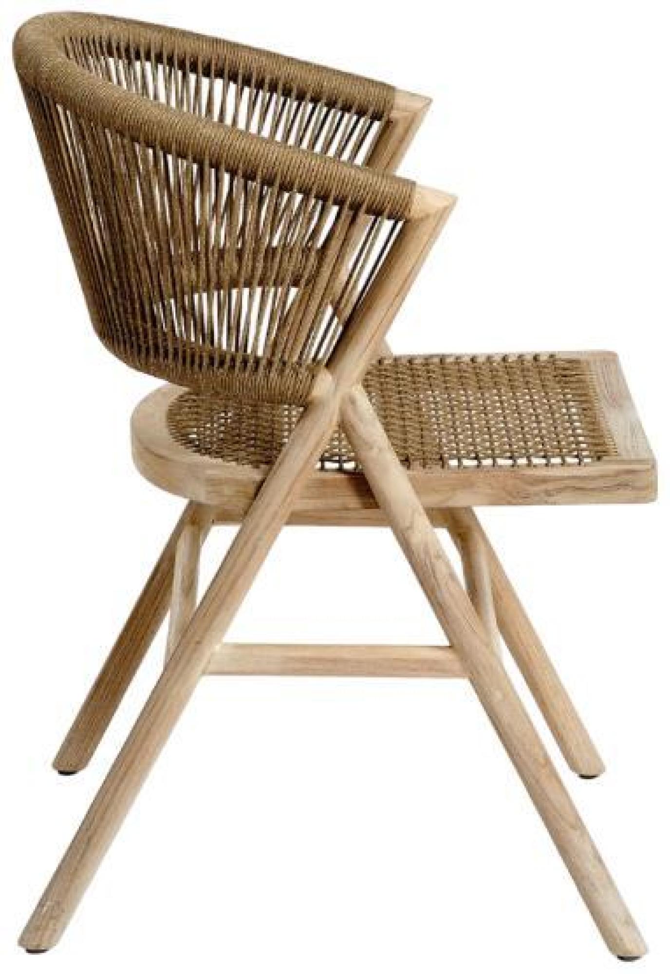 Product photograph of Bleached Teak Rope Outdoor Chair Sold In Pairs from Choice Furniture Superstore.