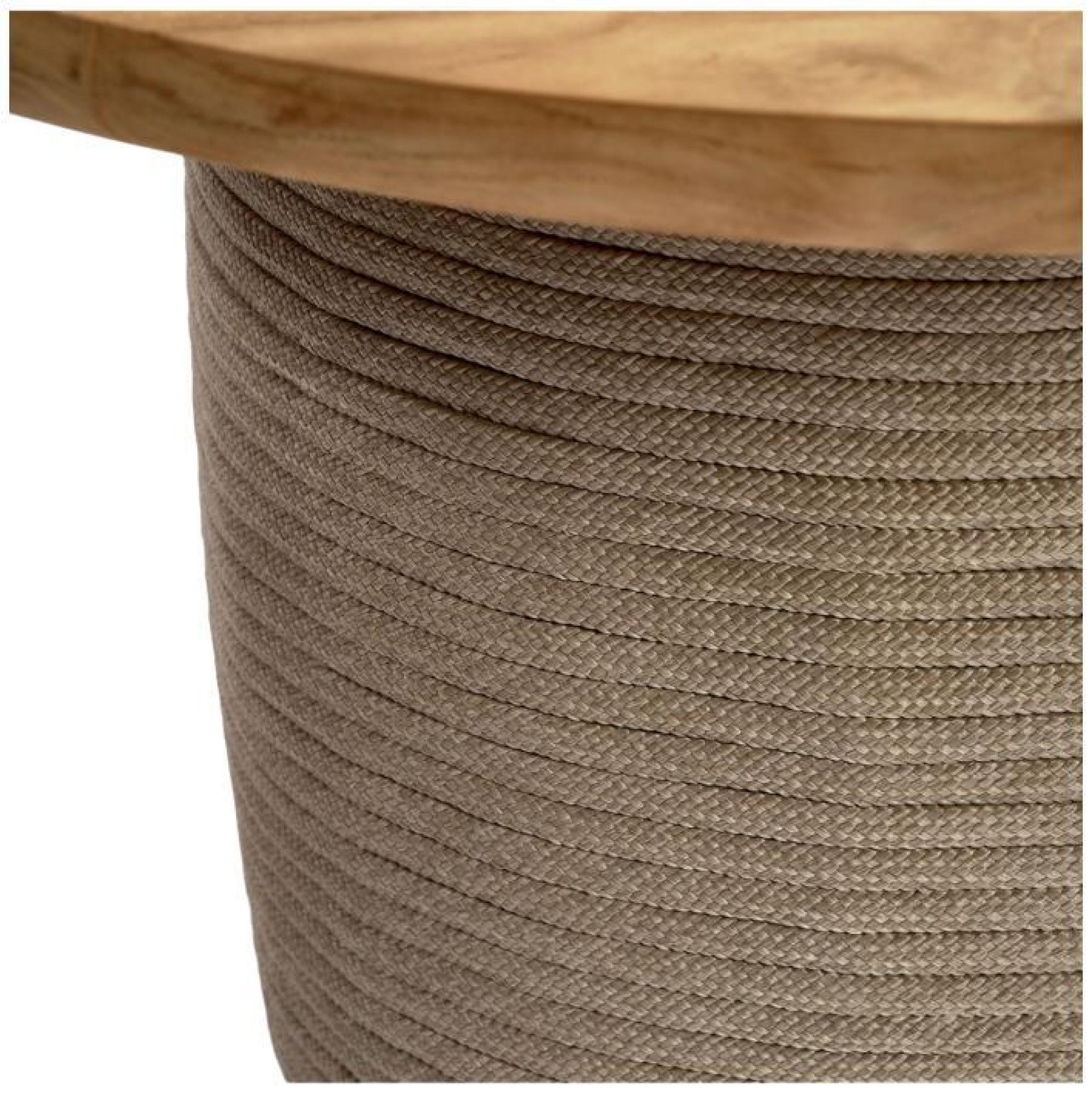Product photograph of Natural Teak Wood Round Rope Side Table - 70cm from Choice Furniture Superstore.