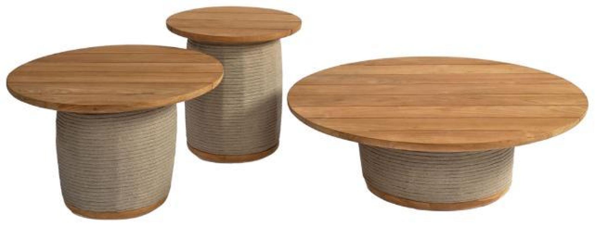 Product photograph of Natural Teak Wood Round Rope Side Table - 70cm from Choice Furniture Superstore.