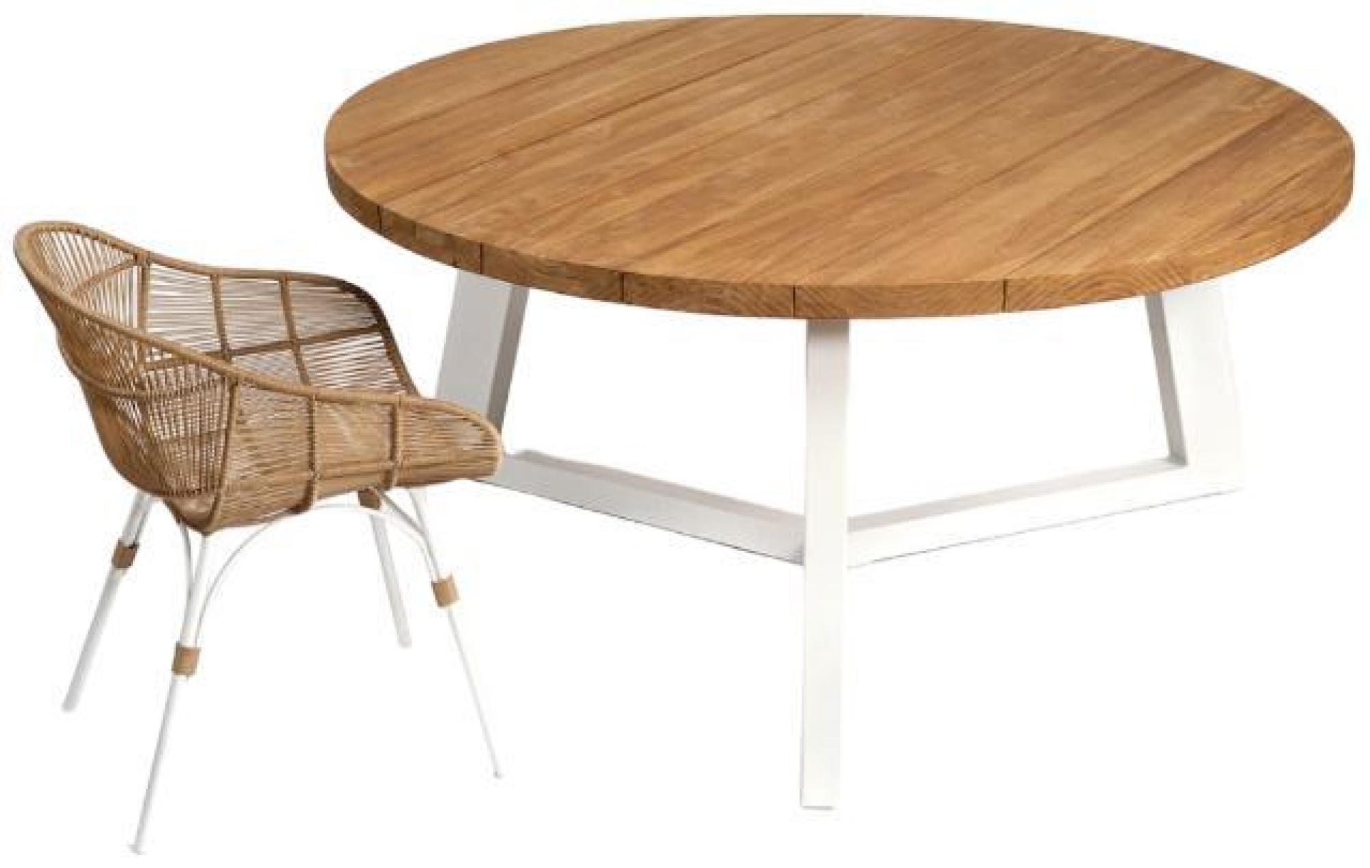 Product photograph of Natural Round Outdoor Dining Table - 6 Seater from Choice Furniture Superstore.