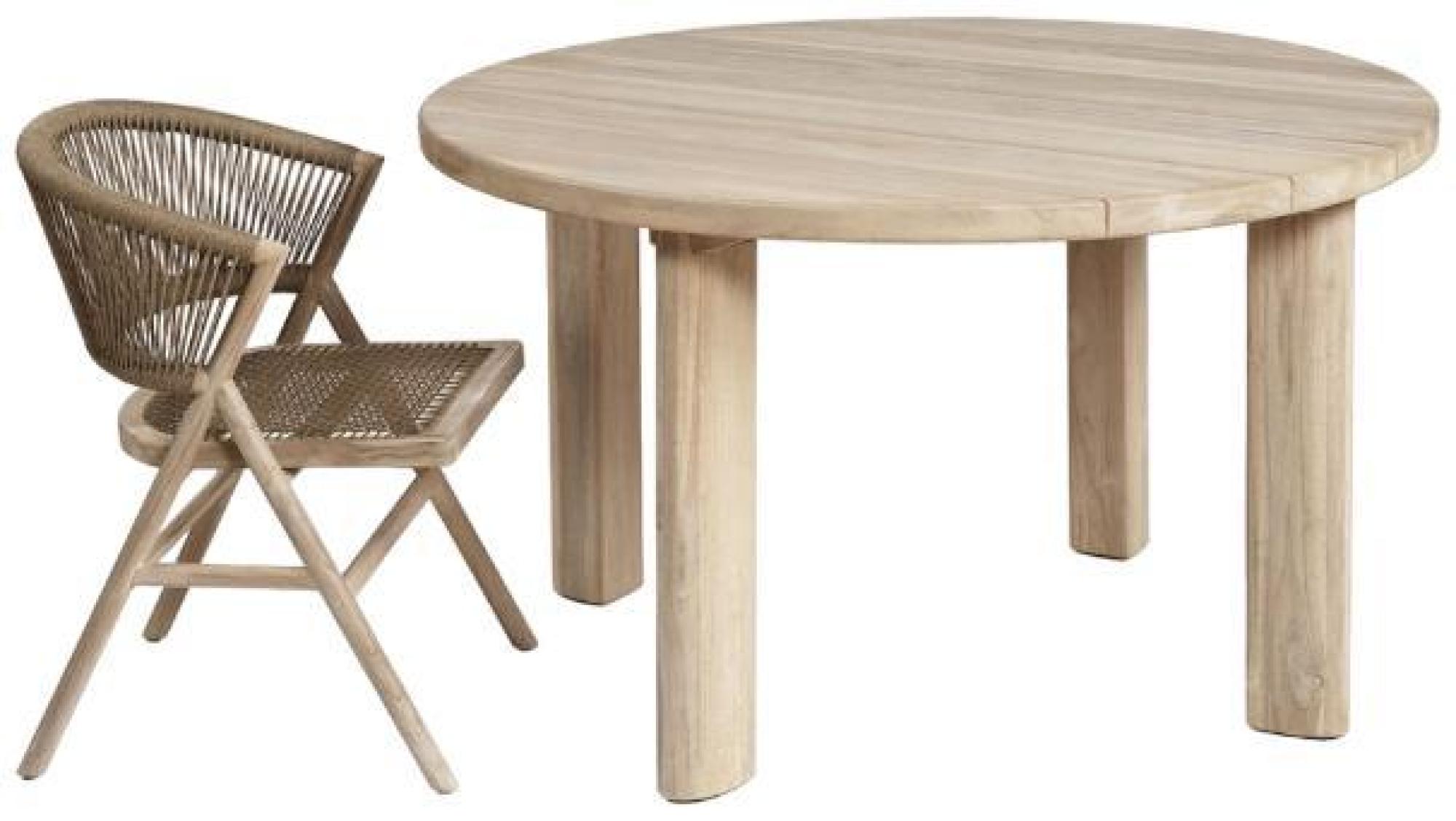 Product photograph of Aged Teak Round Dining Table - 4 Seater from Choice Furniture Superstore.