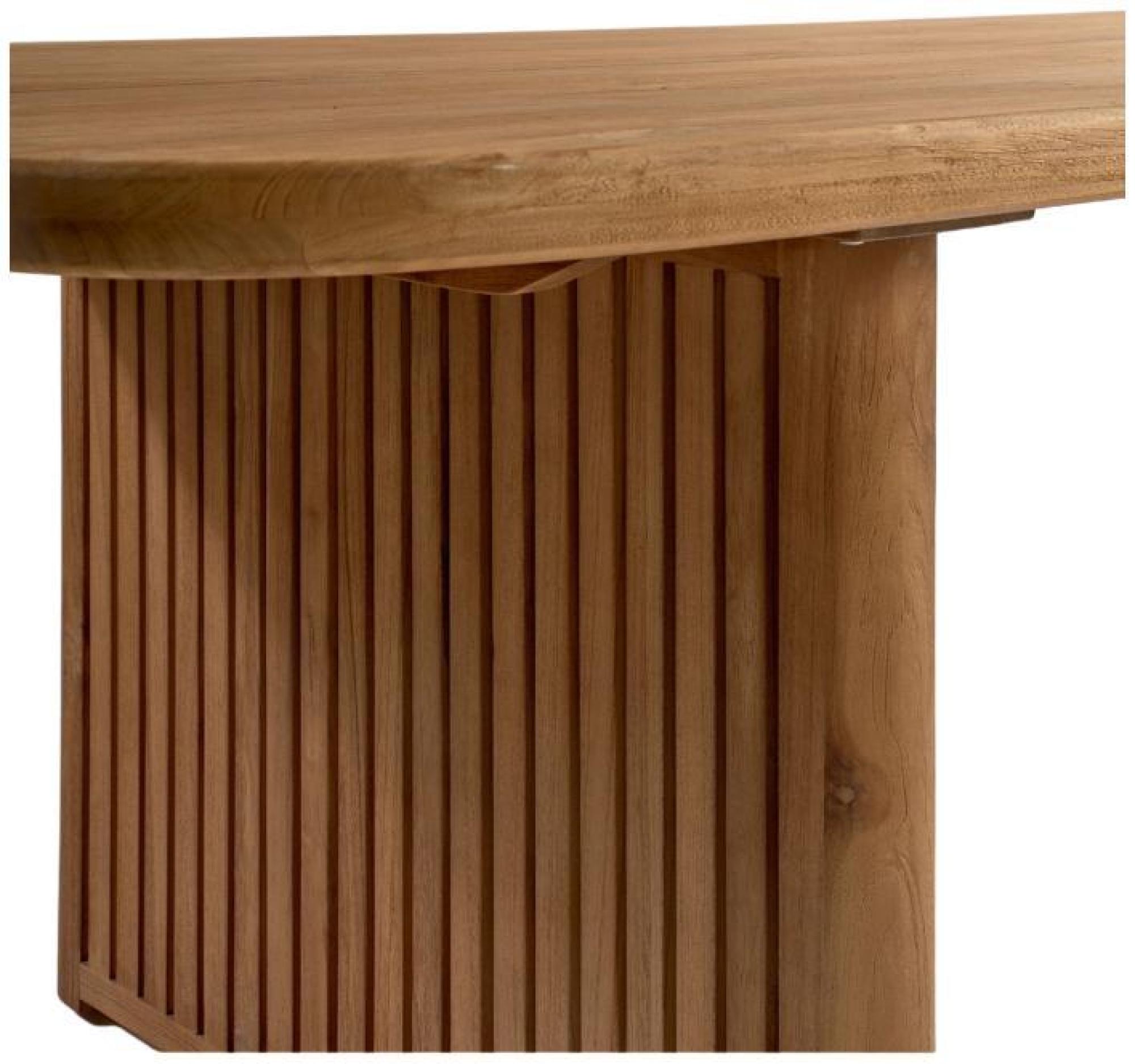 Product photograph of Oak Rectangular Slatted Leg Outdoor Dining Table - 6 Seater from Choice Furniture Superstore.