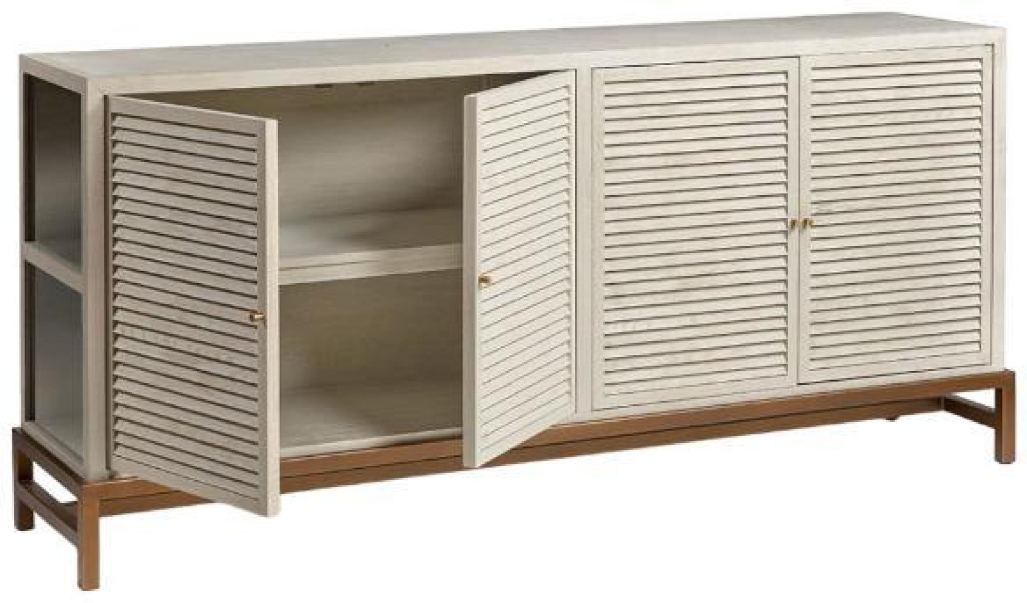 Product photograph of Greyish White 4 Door Shutter Sideboard from Choice Furniture Superstore.