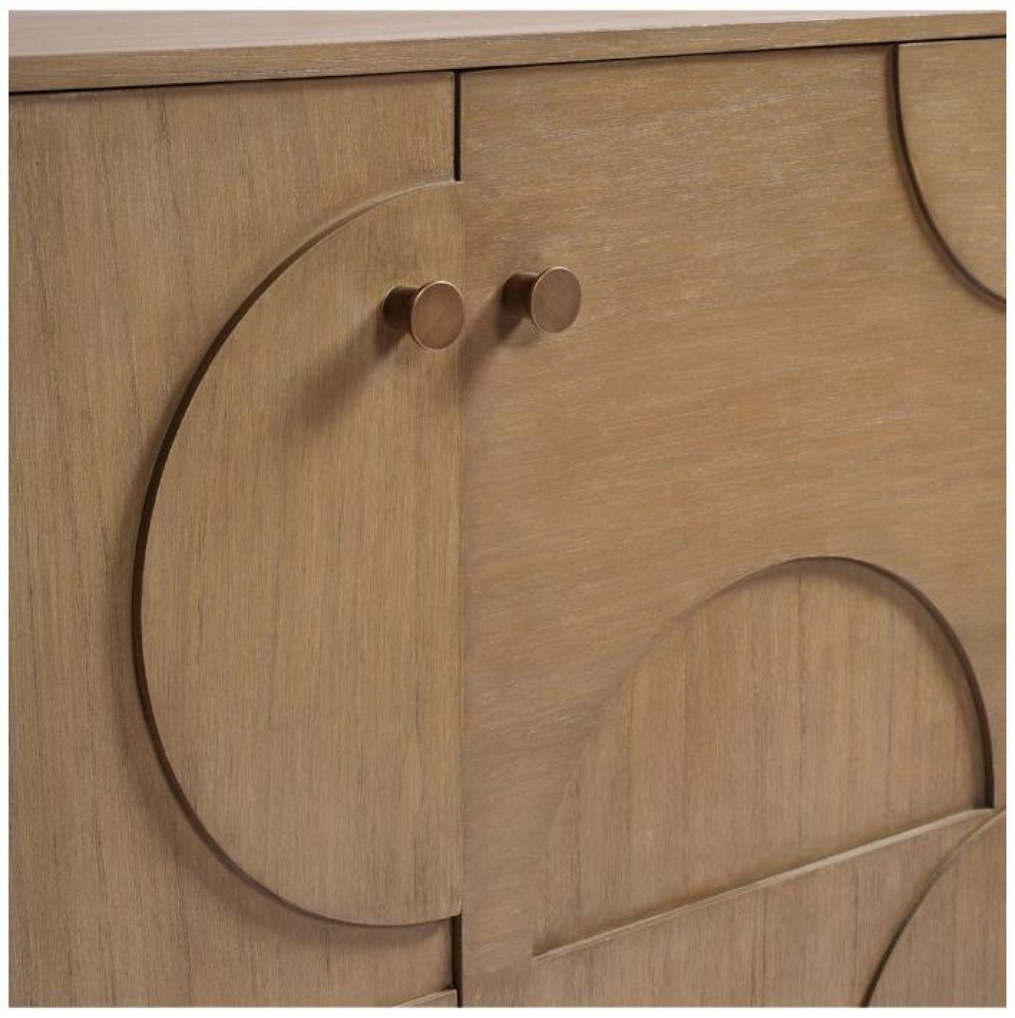 Product photograph of Crisal Decoracion Natural 4 Door Reliefs Wood Base Sideboard from Choice Furniture Superstore.