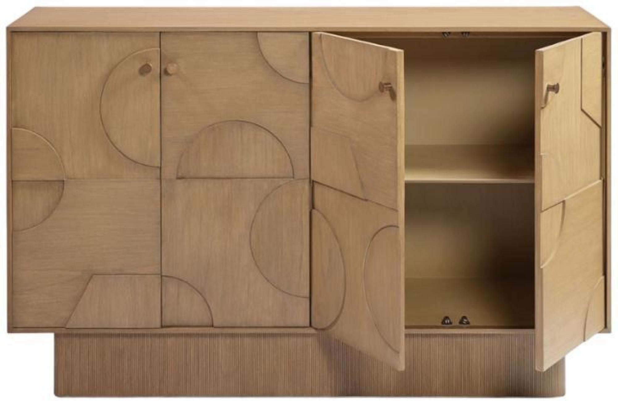 Product photograph of Natural 4 Door Reliefs Wood Base Sideboard from Choice Furniture Superstore.