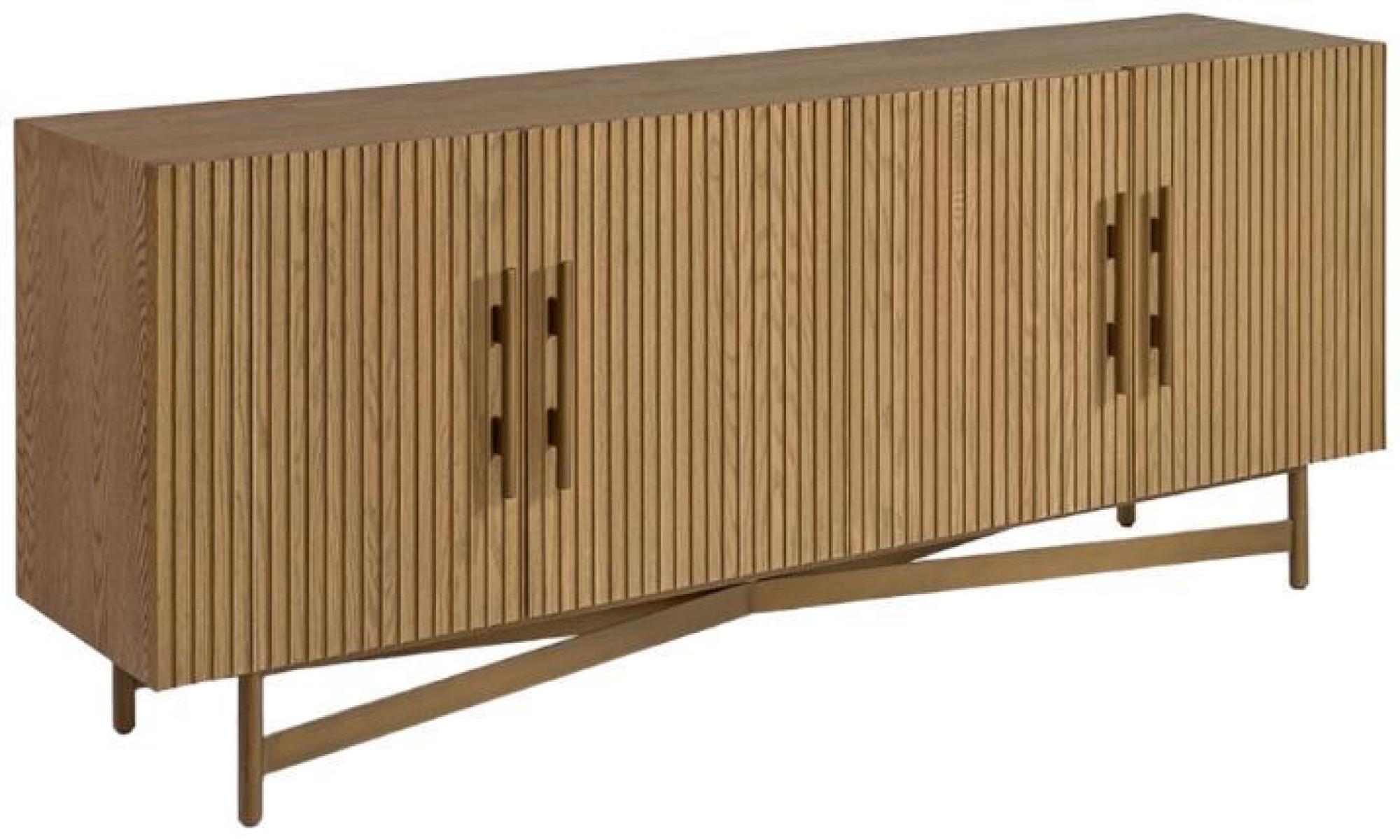 Product photograph of Crisal Decoracion Natural Oak 4 Door Slatted Sideboard from Choice Furniture Superstore.