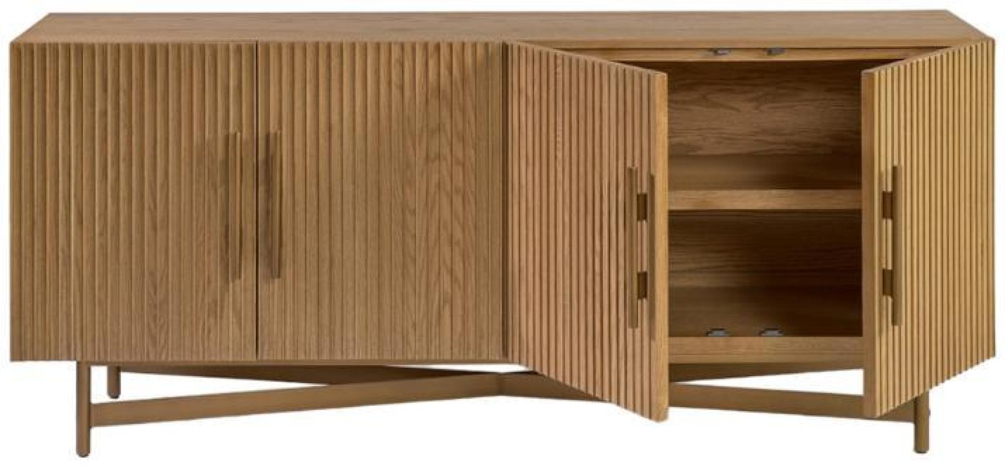 Product photograph of Crisal Decoracion Natural Oak 4 Door Slatted Sideboard from Choice Furniture Superstore.