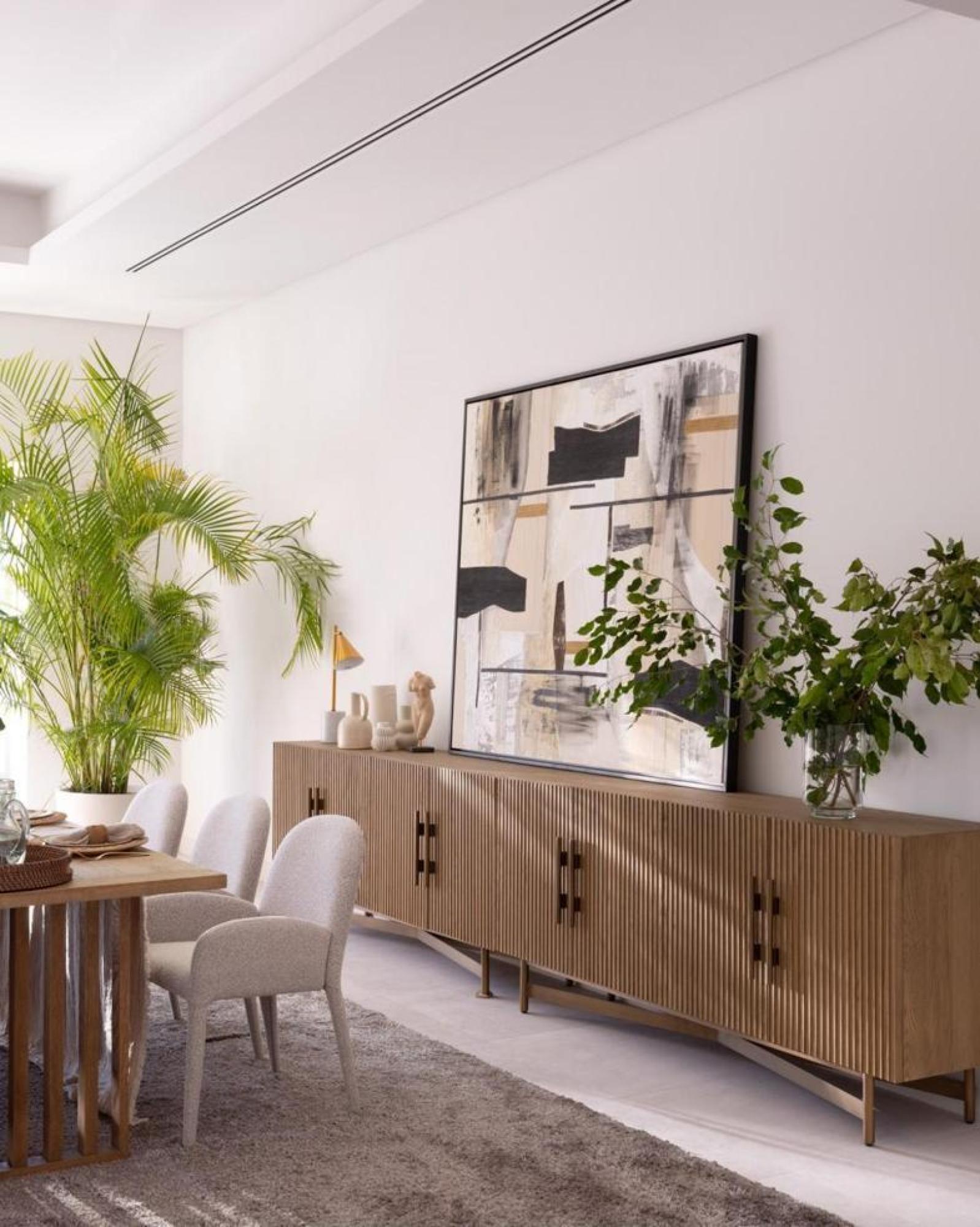 Product photograph of Crisal Decoracion Natural Oak 4 Door Slatted Sideboard from Choice Furniture Superstore.