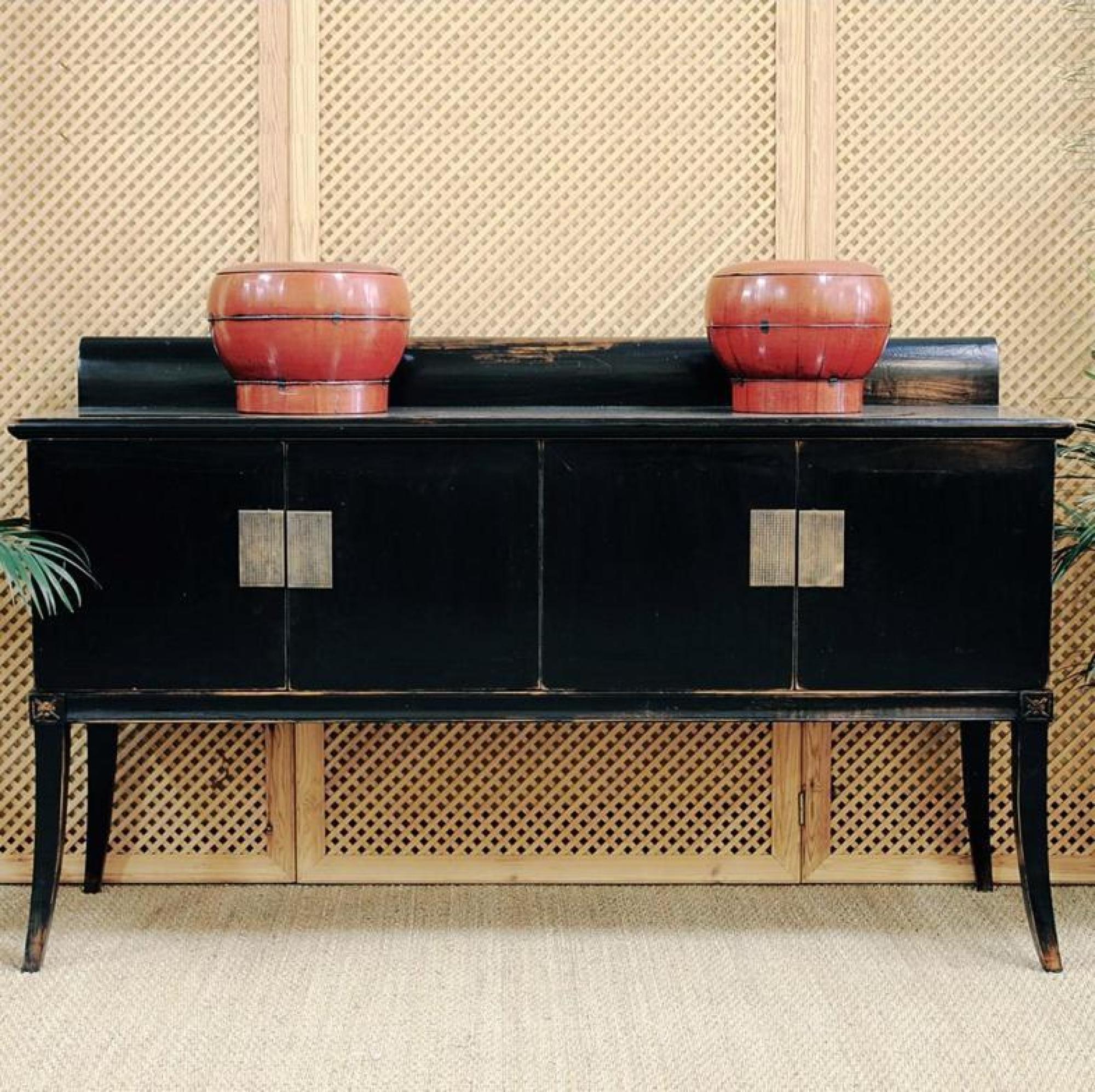 Product photograph of Aged Black 4 Door East Sideboard from Choice Furniture Superstore.