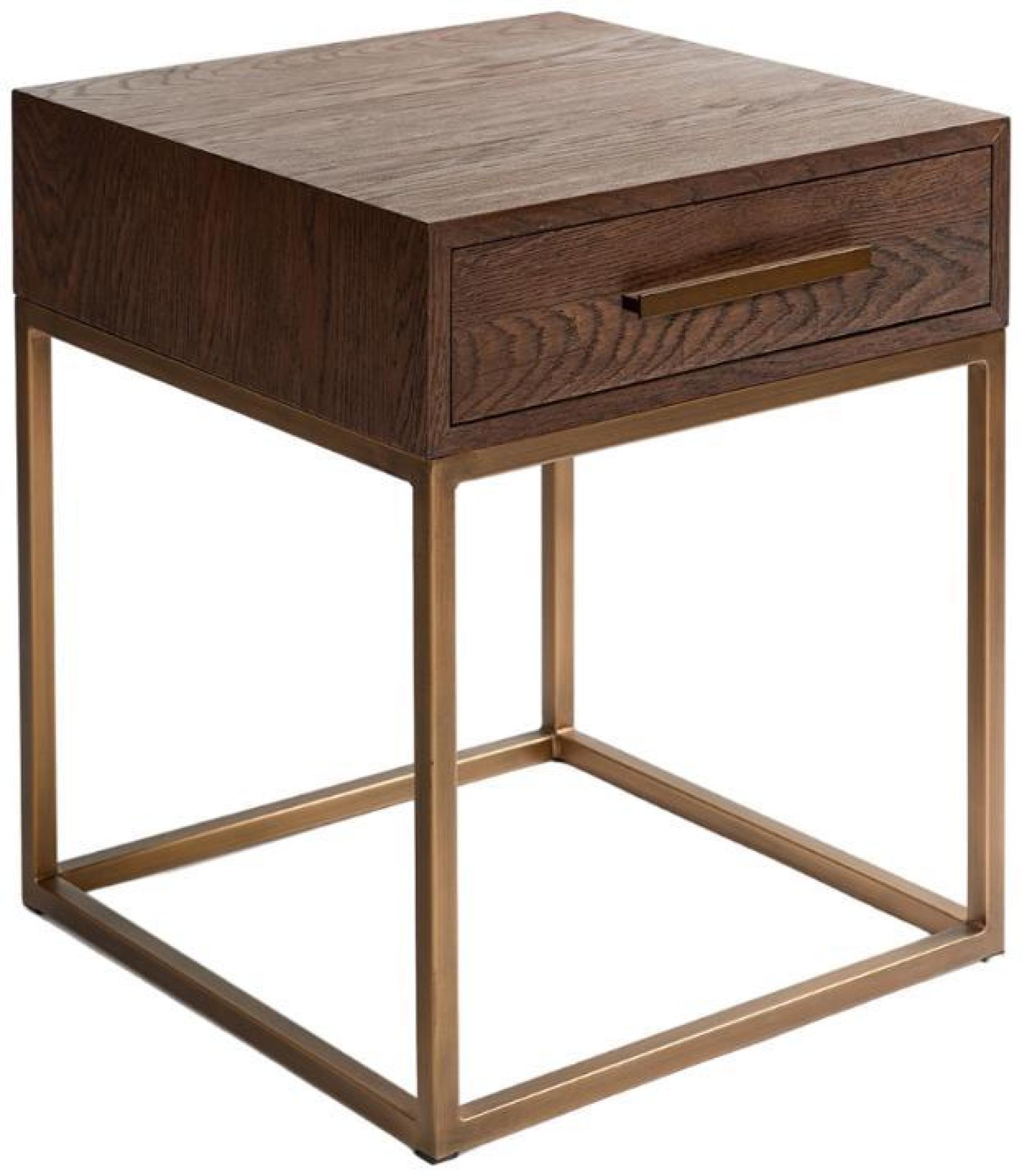 Product photograph of Oak Wood Square 1 Drawer Side Table - 50cm from Choice Furniture Superstore.