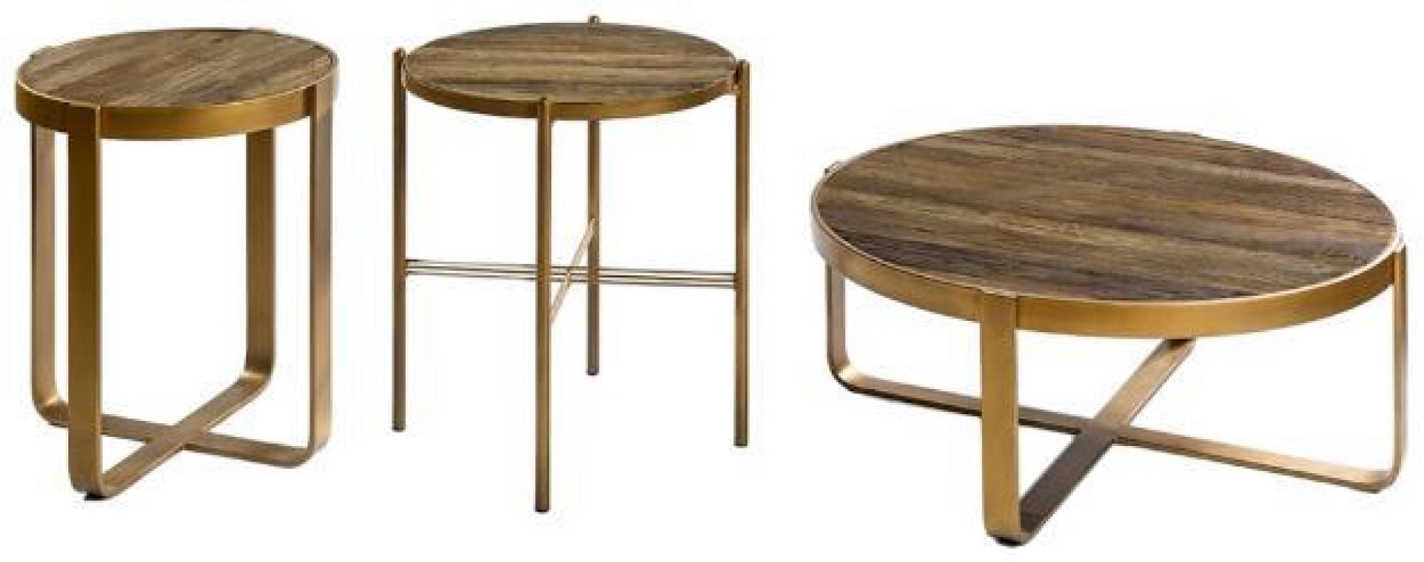 Product photograph of Crisal Decoracion Oak Wood Round Auxiliary Gilded Table from Choice Furniture Superstore.
