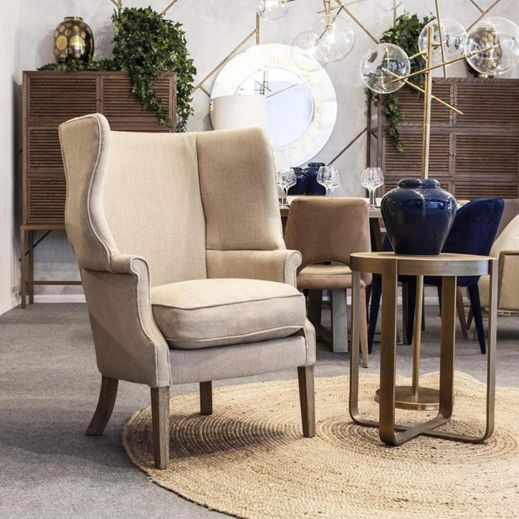 Product photograph of Crisal Decoracion Oak Wood Round Auxiliary Gilded Table from Choice Furniture Superstore.