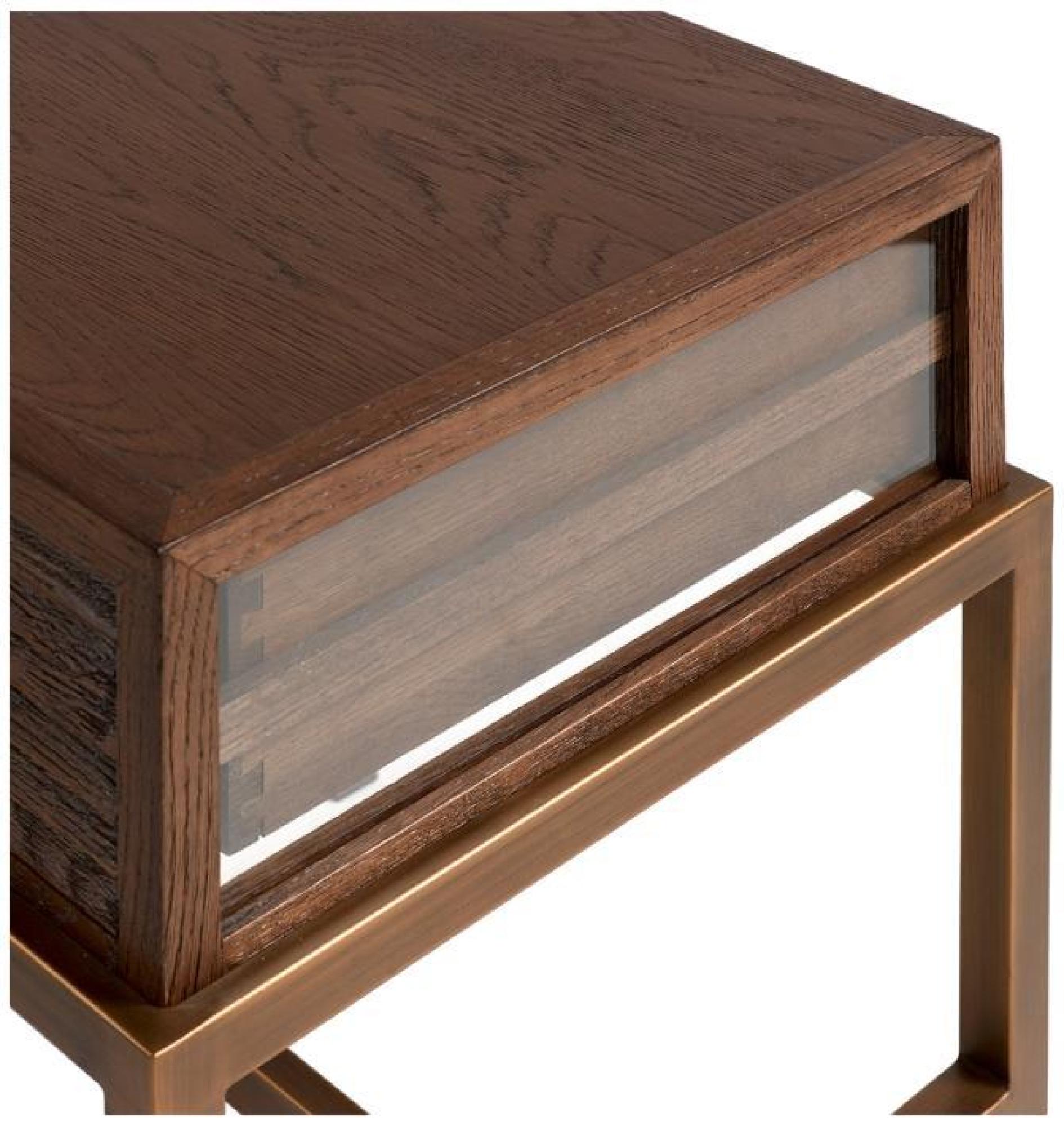 Product photograph of Crisal Decoracion Oak And Metal 1 Drawer Bedside Table from Choice Furniture Superstore.