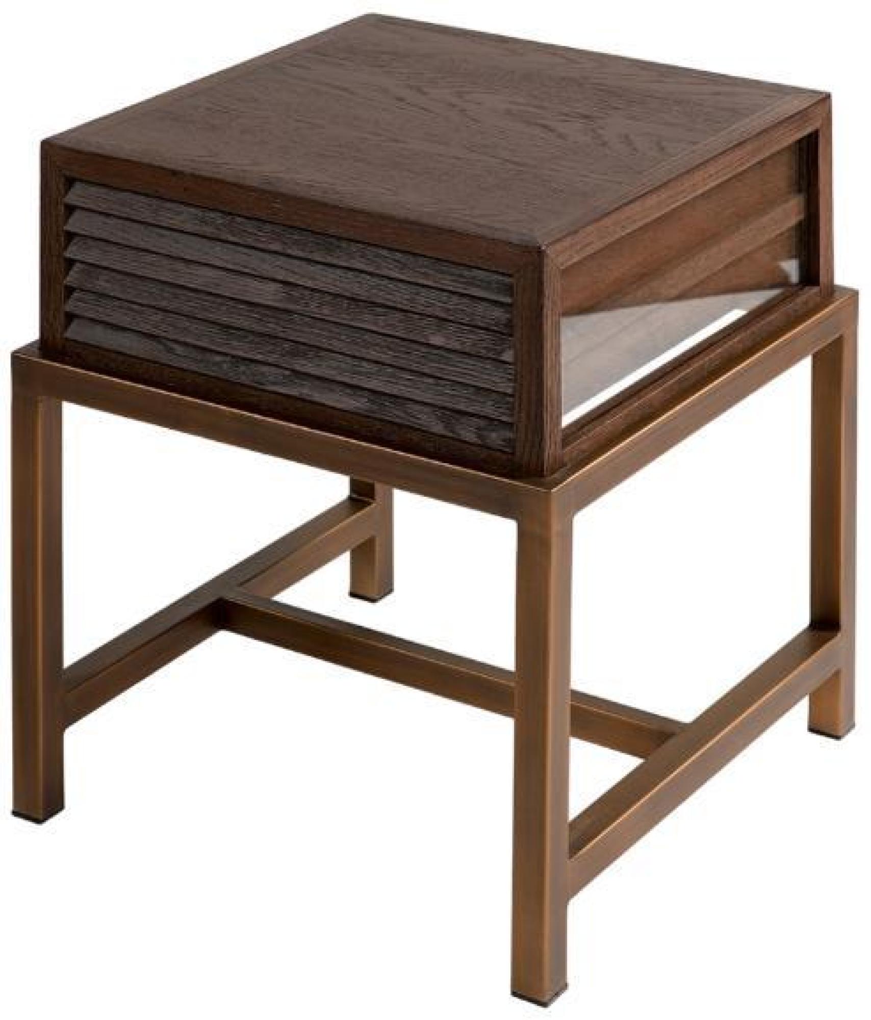 Product photograph of Crisal Decoracion Oak And Metal 1 Drawer Bedside Table from Choice Furniture Superstore.