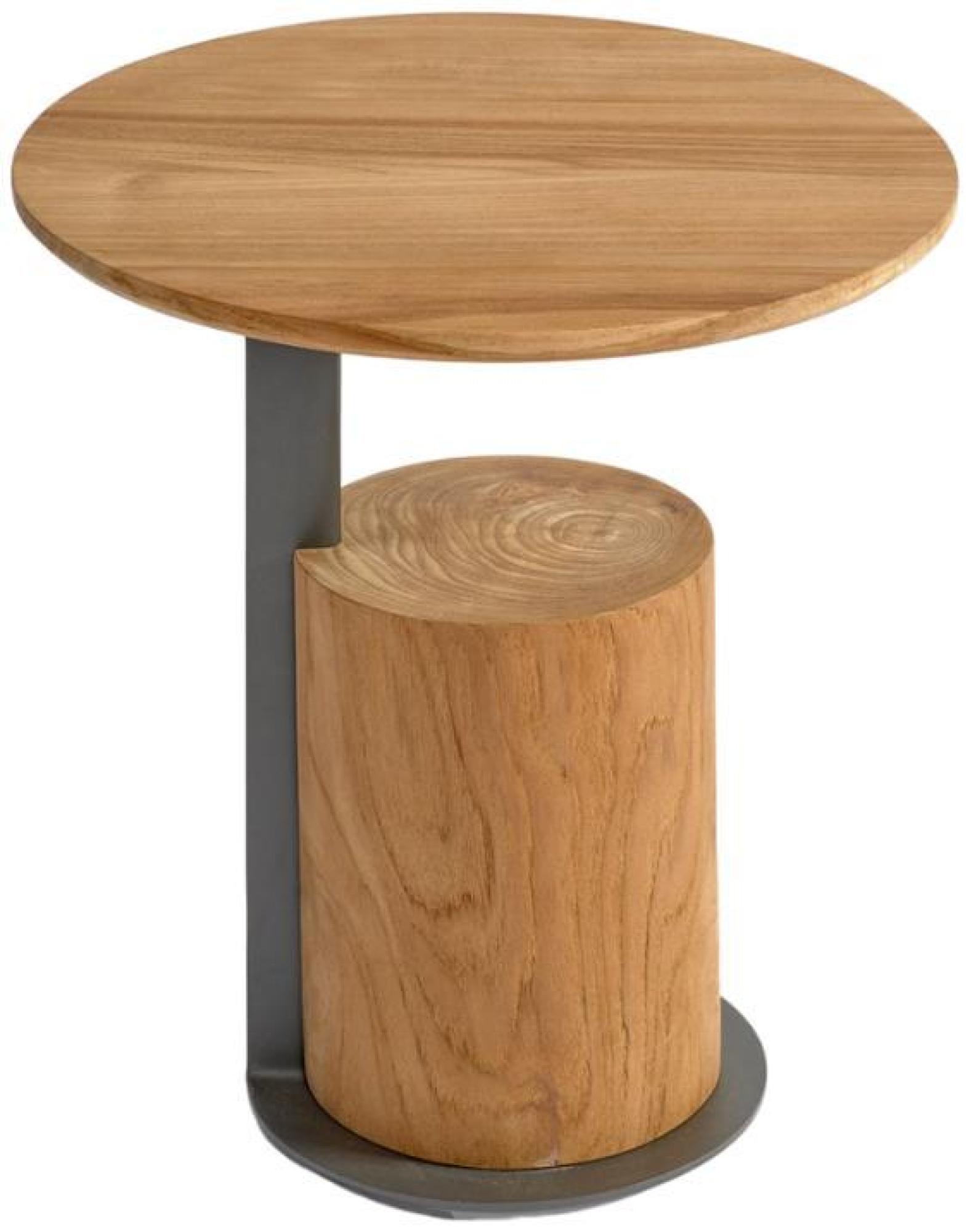 Product photograph of Natural Teak Wood Round Side Table - 48cm from Choice Furniture Superstore.