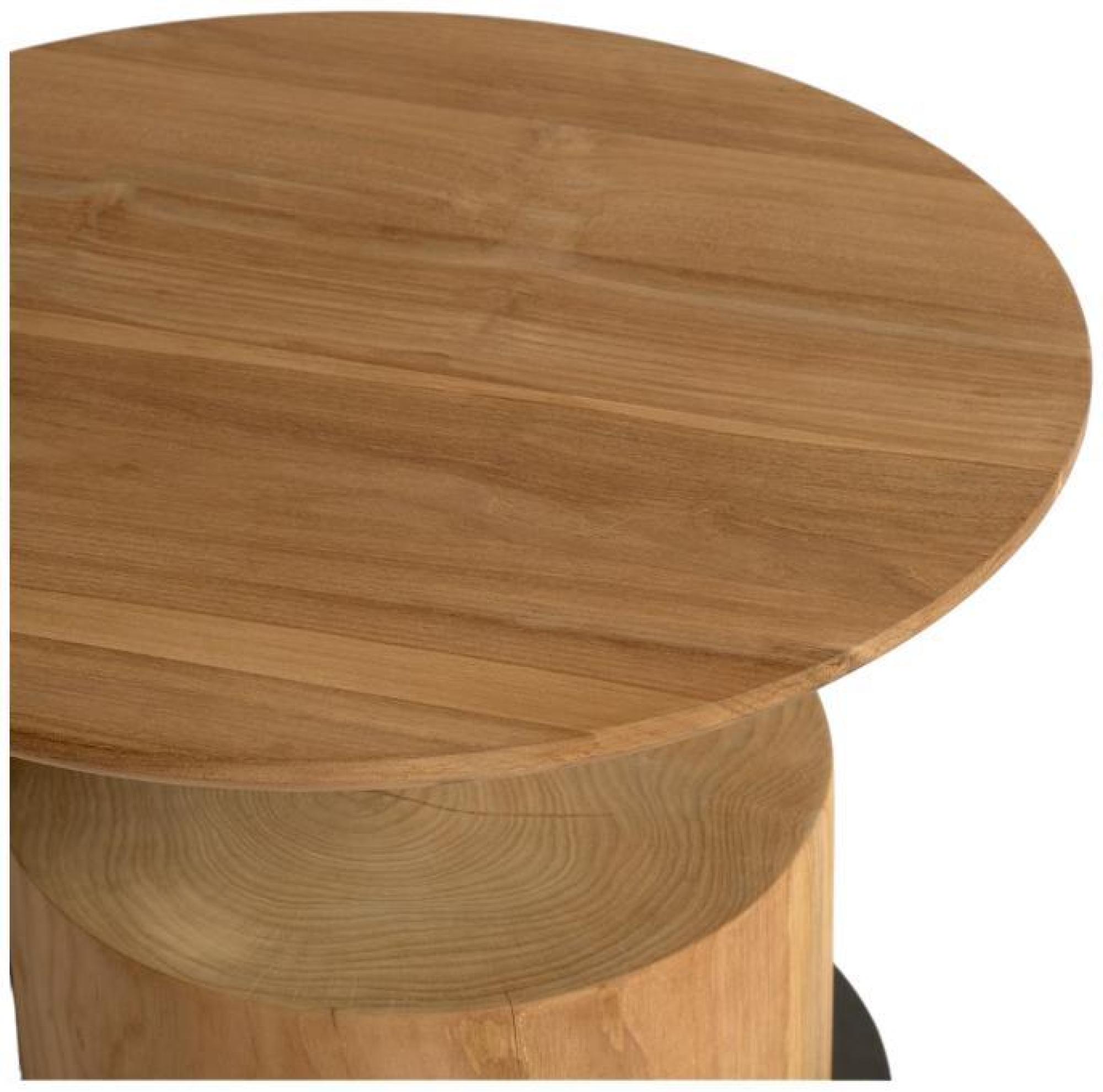 Product photograph of Natural Teak Wood Round Side Table - 48cm from Choice Furniture Superstore.