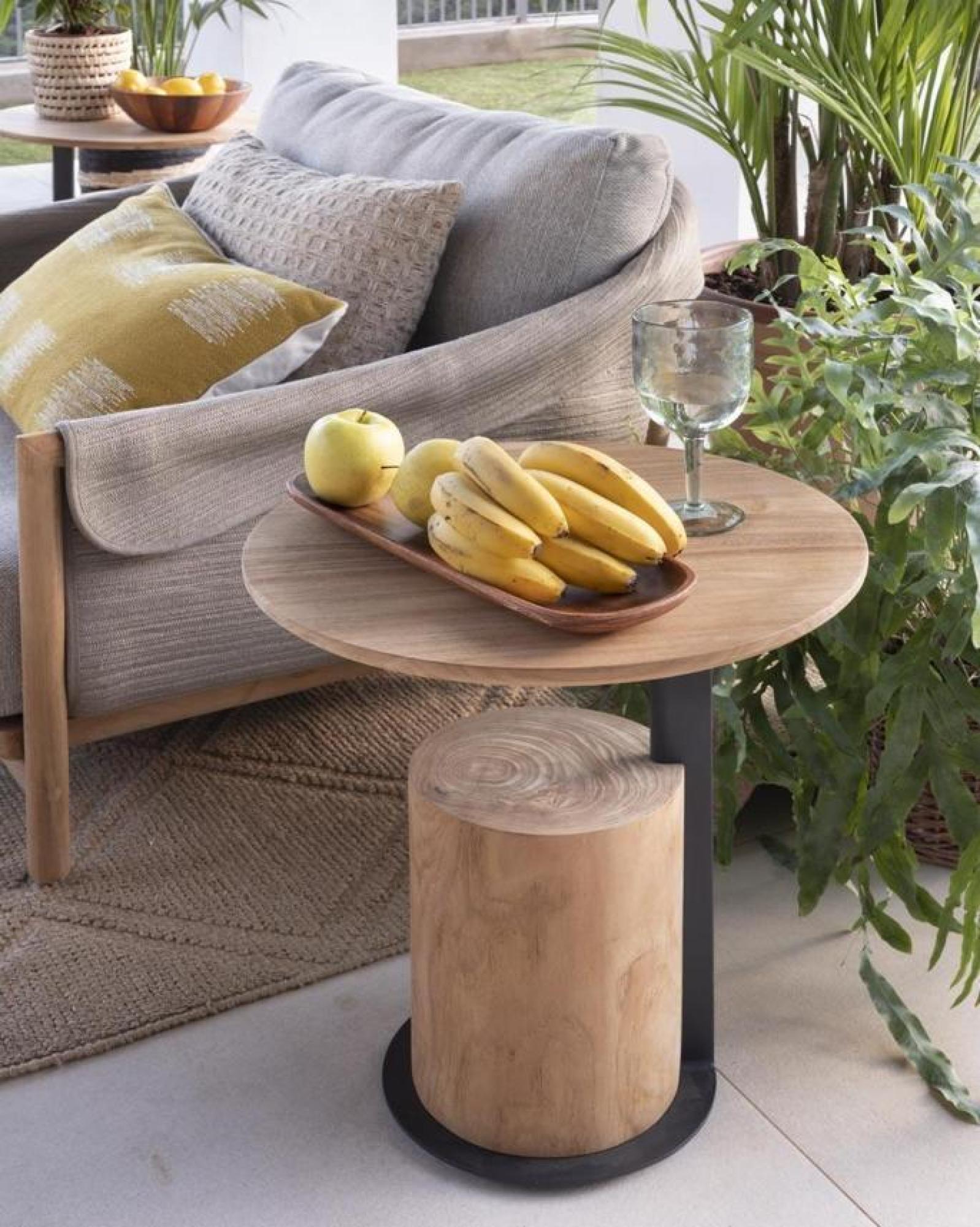 Product photograph of Natural Teak Wood Round Side Table - 48cm from Choice Furniture Superstore.