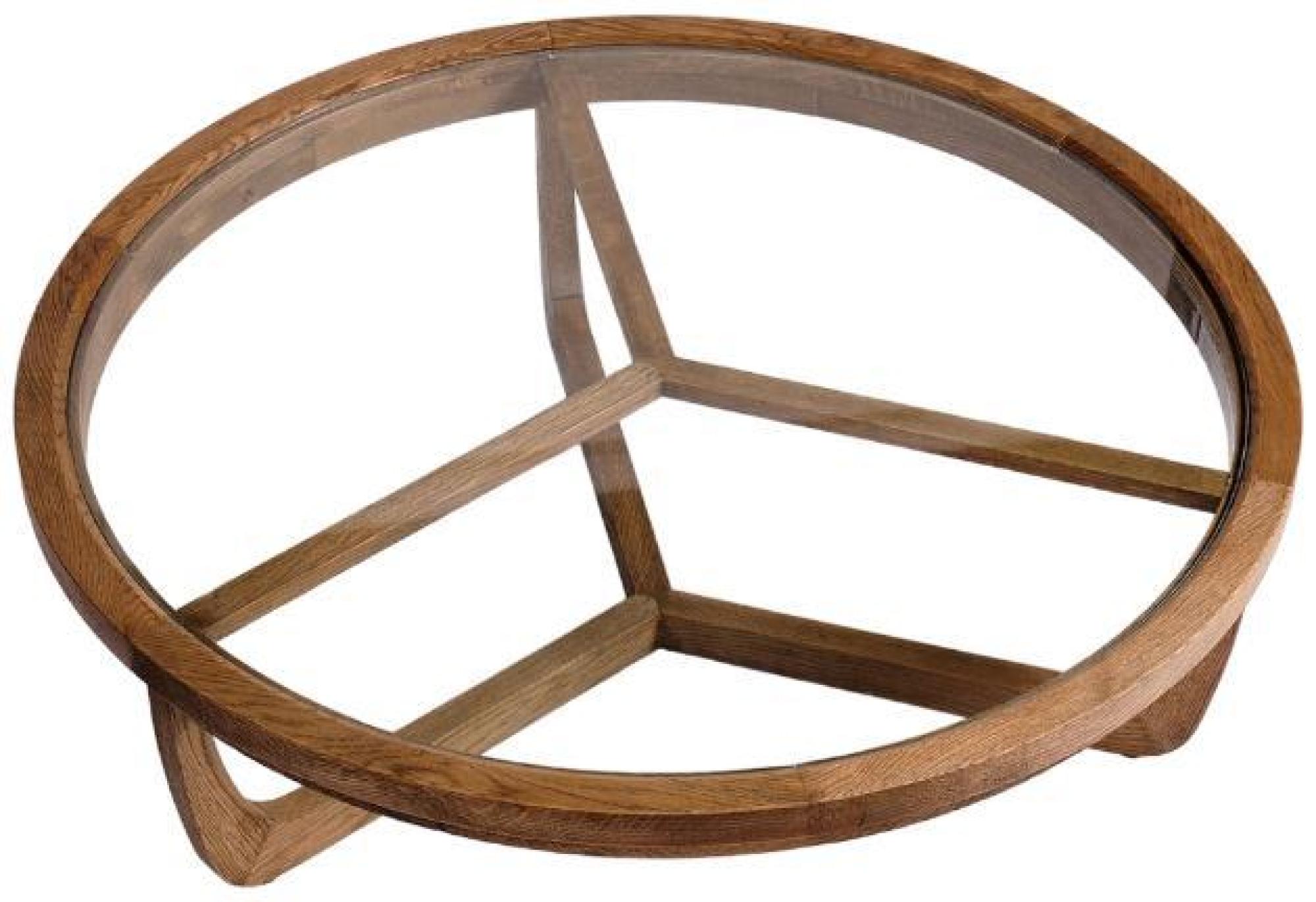 Product photograph of Natural Oak Three Legged Round Coffee Table from Choice Furniture Superstore.