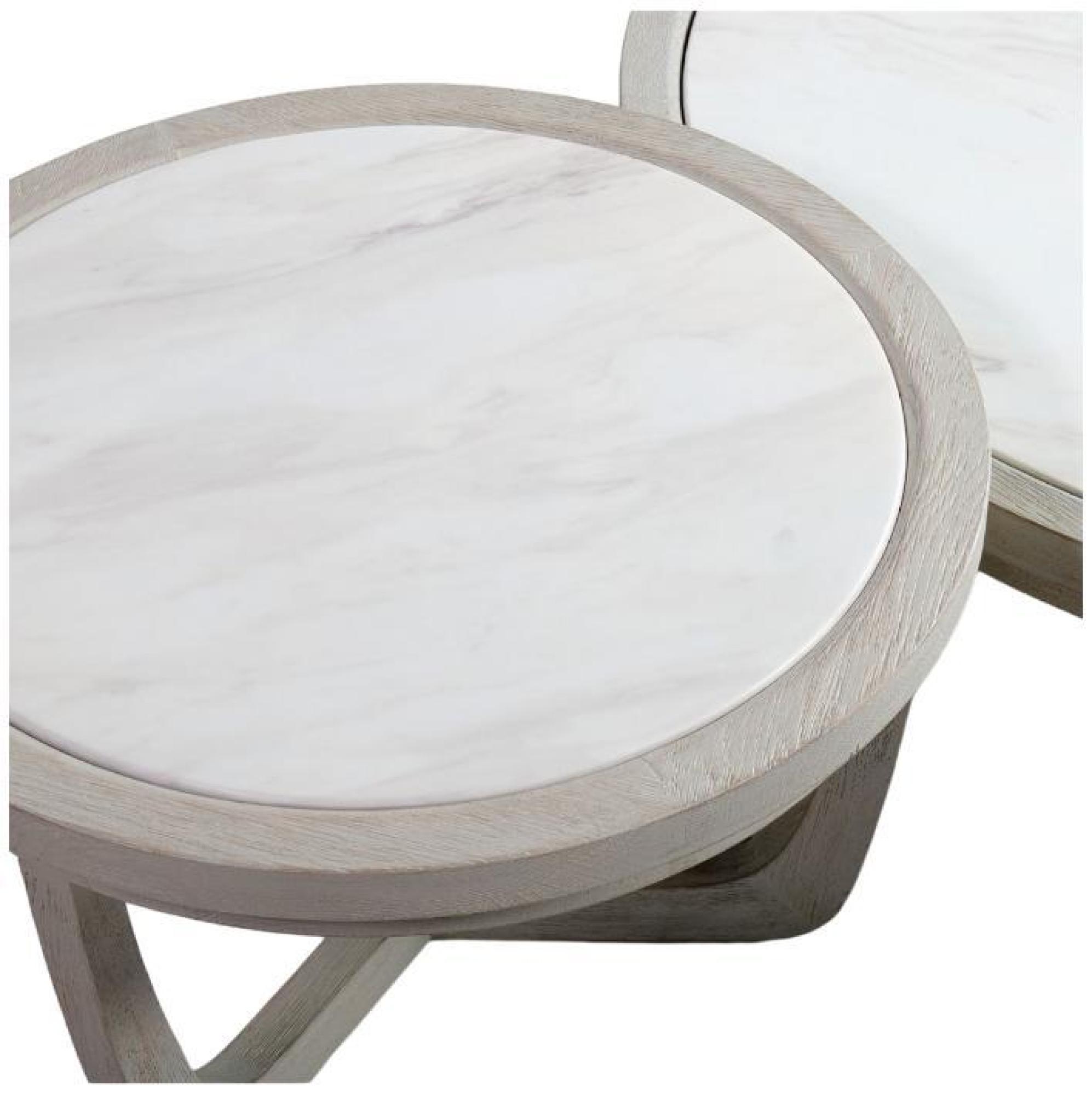 Product photograph of Crisal Decoracion Greyish White Oak And Stone Small Round Side Table from Choice Furniture Superstore.