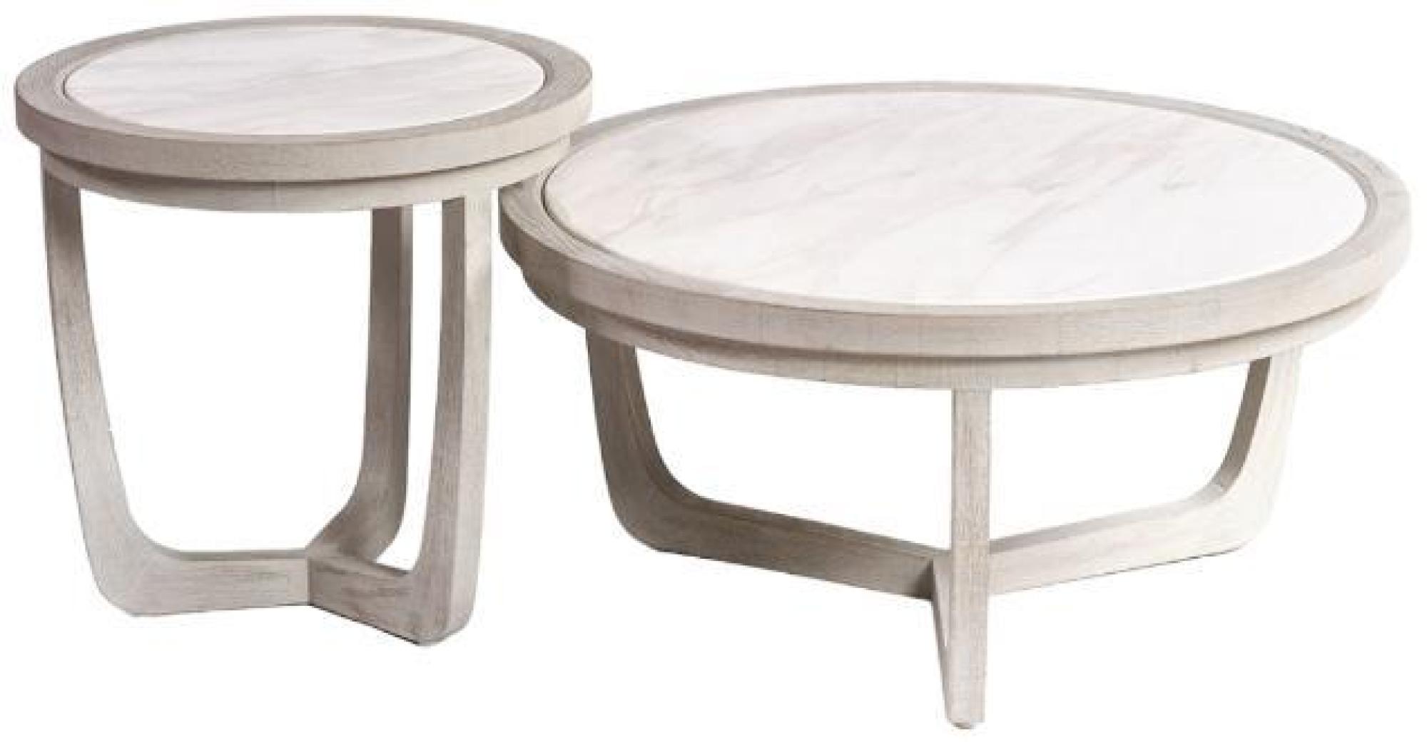 Product photograph of Crisal Decoracion Greyish White Oak And Stone Small Round Side Table from Choice Furniture Superstore.