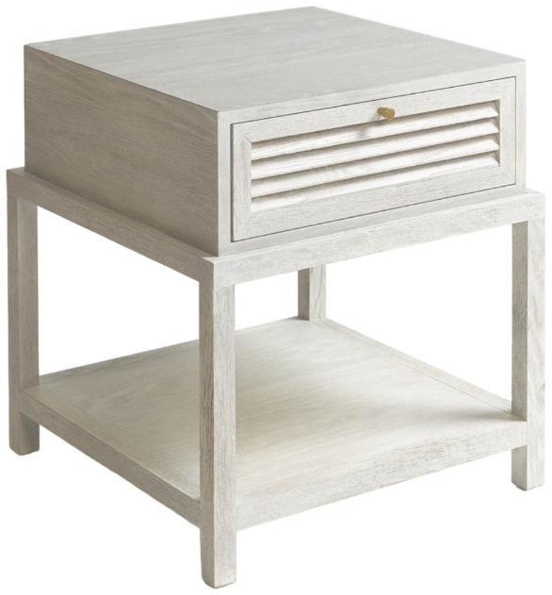 Product photograph of Crisal Decoracion Greyish White Oak Wood 1 Drawer 1 Shelf Bedside Table from Choice Furniture Superstore.