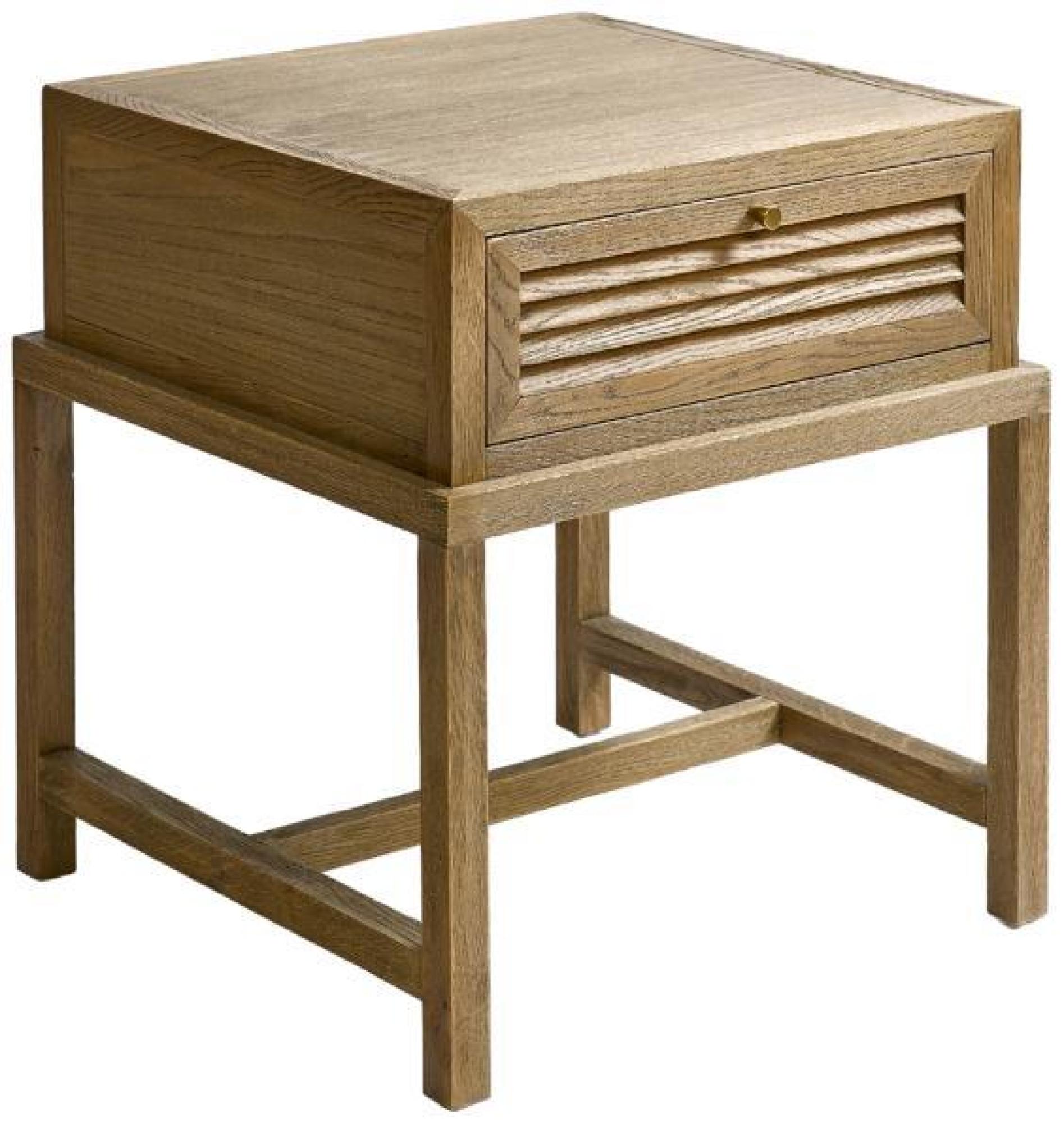 Product photograph of Crisal Decoracion Natural Oak Wood 1 Drawer Shutter Bedside Table from Choice Furniture Superstore.