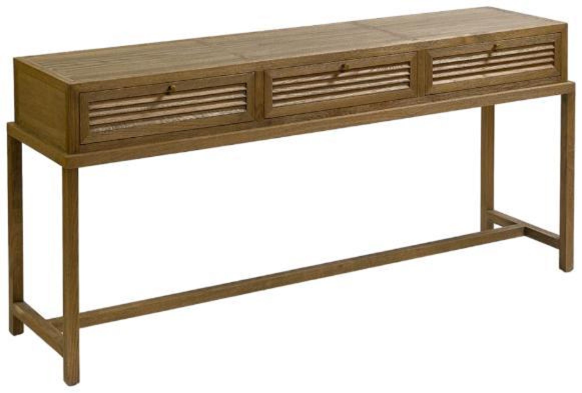 Product photograph of Oak Wood 3 Drawer Console Table from Choice Furniture Superstore.