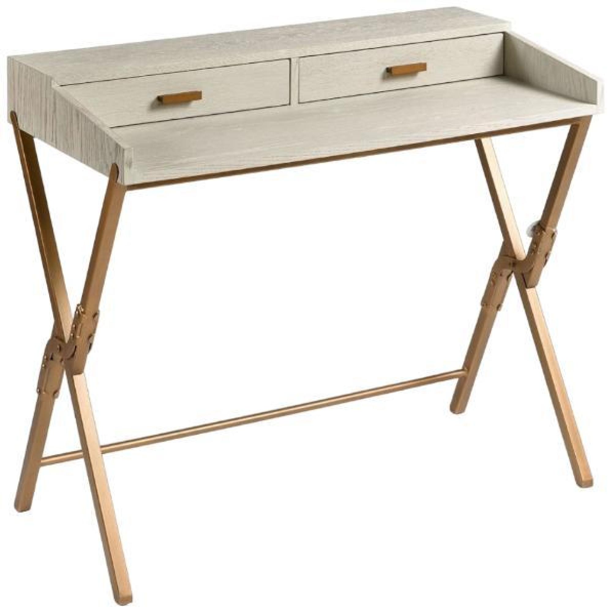Product photograph of Crisal Decoracion Greyish White Wood 2 Drawer Desk from Choice Furniture Superstore.