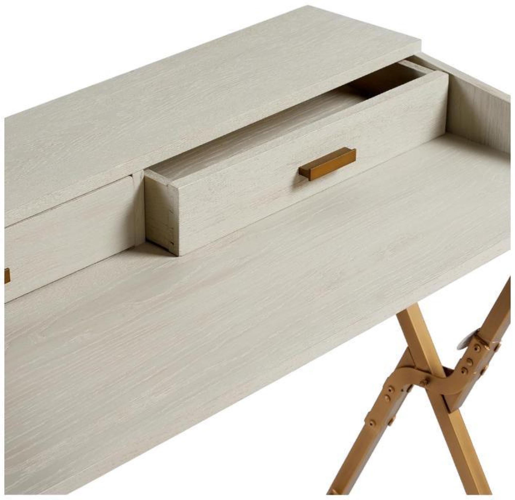 Product photograph of Crisal Decoracion Greyish White Wood 2 Drawer Desk from Choice Furniture Superstore.