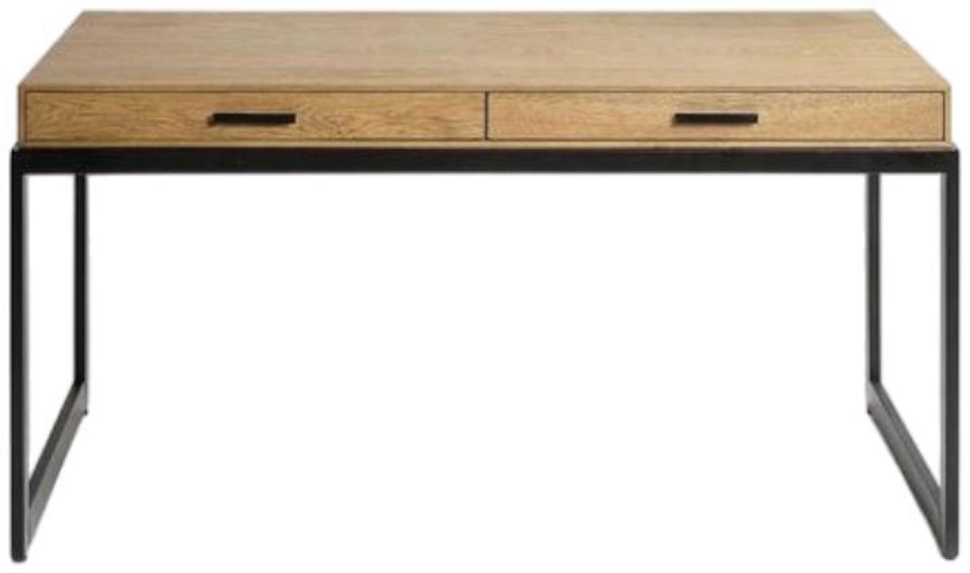 Product photograph of Crisal Decoracion Oak Wood 2 Drawer Desk - Comes In Natural Oak And White Options from Choice Furniture Superstore.