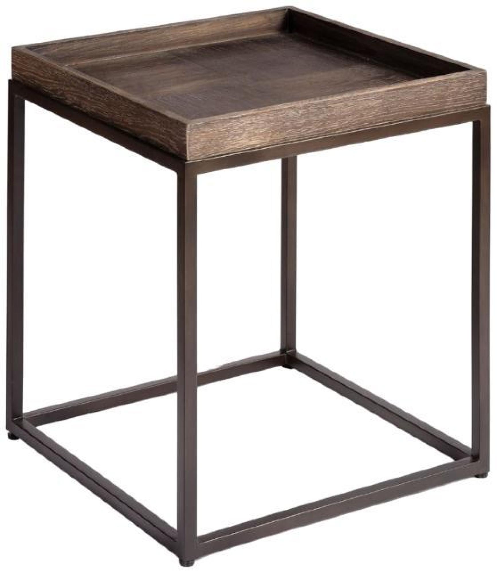 Product photograph of Crisal Decoracion Grey Oak Wood Checkered Side Table from Choice Furniture Superstore.