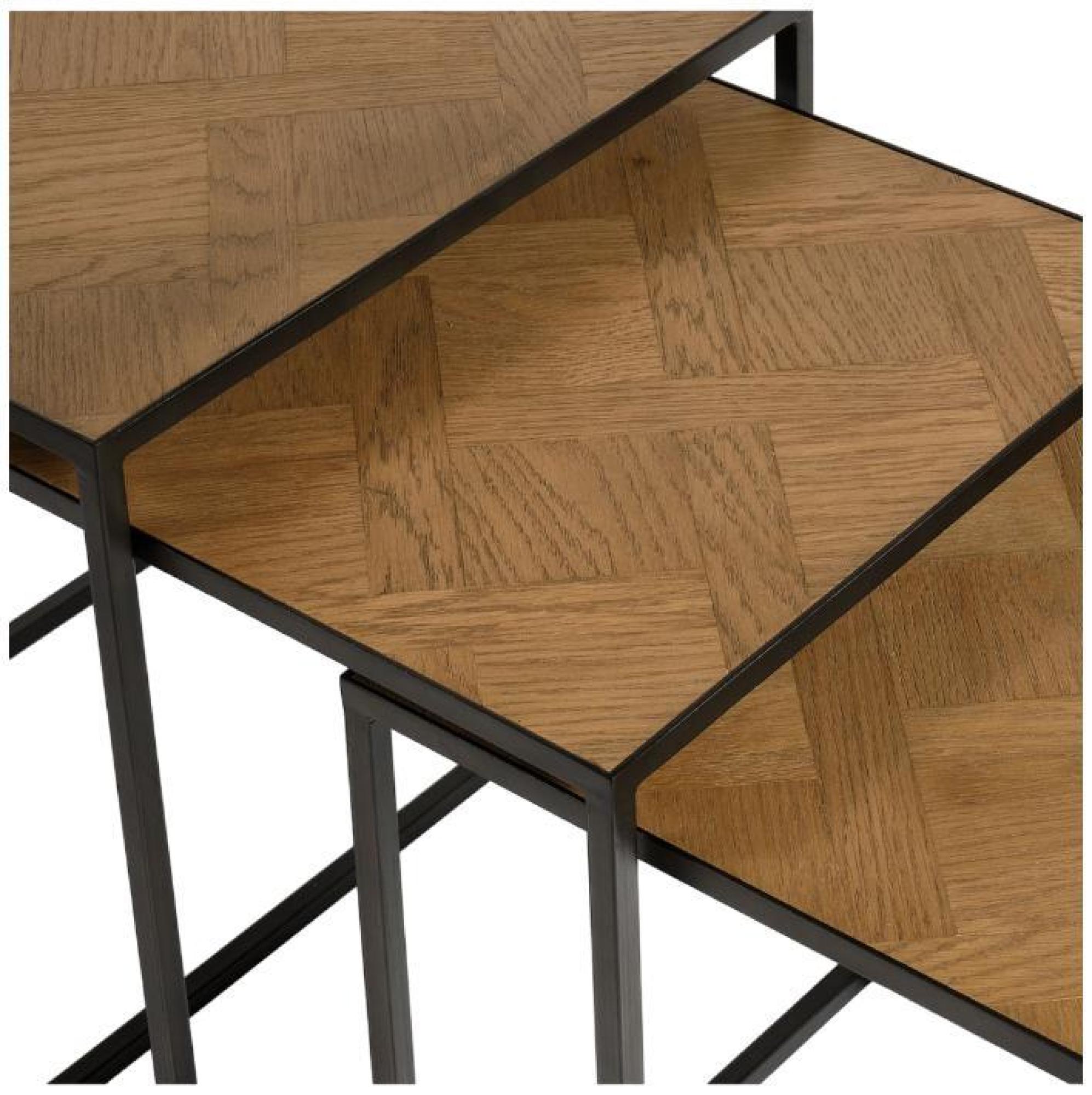 Product photograph of Oak Wood Set Of 3 Square Side Table from Choice Furniture Superstore.