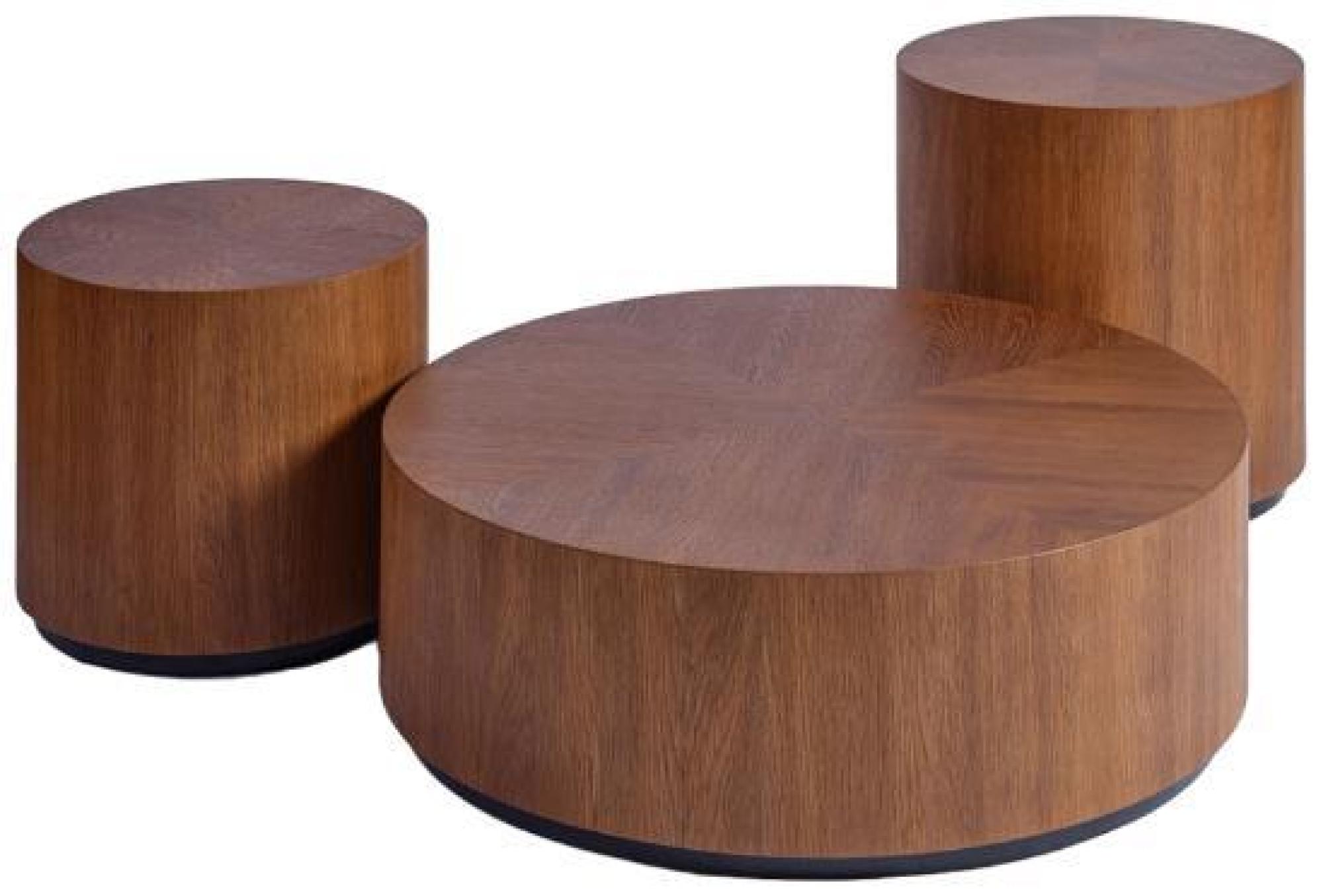 Product photograph of Crisal Decoracion Dark Oak Set Of 3 Round Coffee Table from Choice Furniture Superstore.