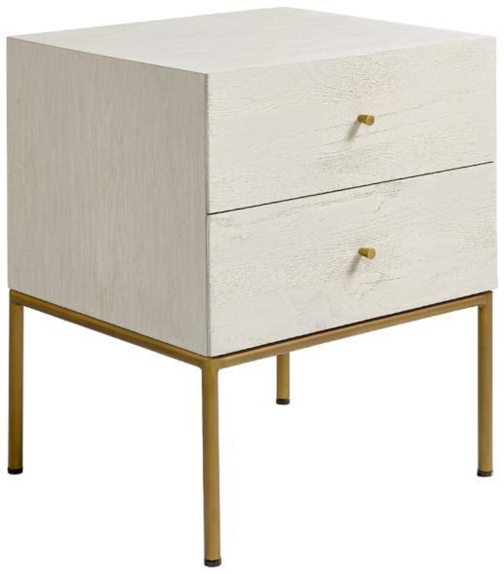 Product photograph of Greyish White Oak Wood 2 Drawer Bedside Table from Choice Furniture Superstore.