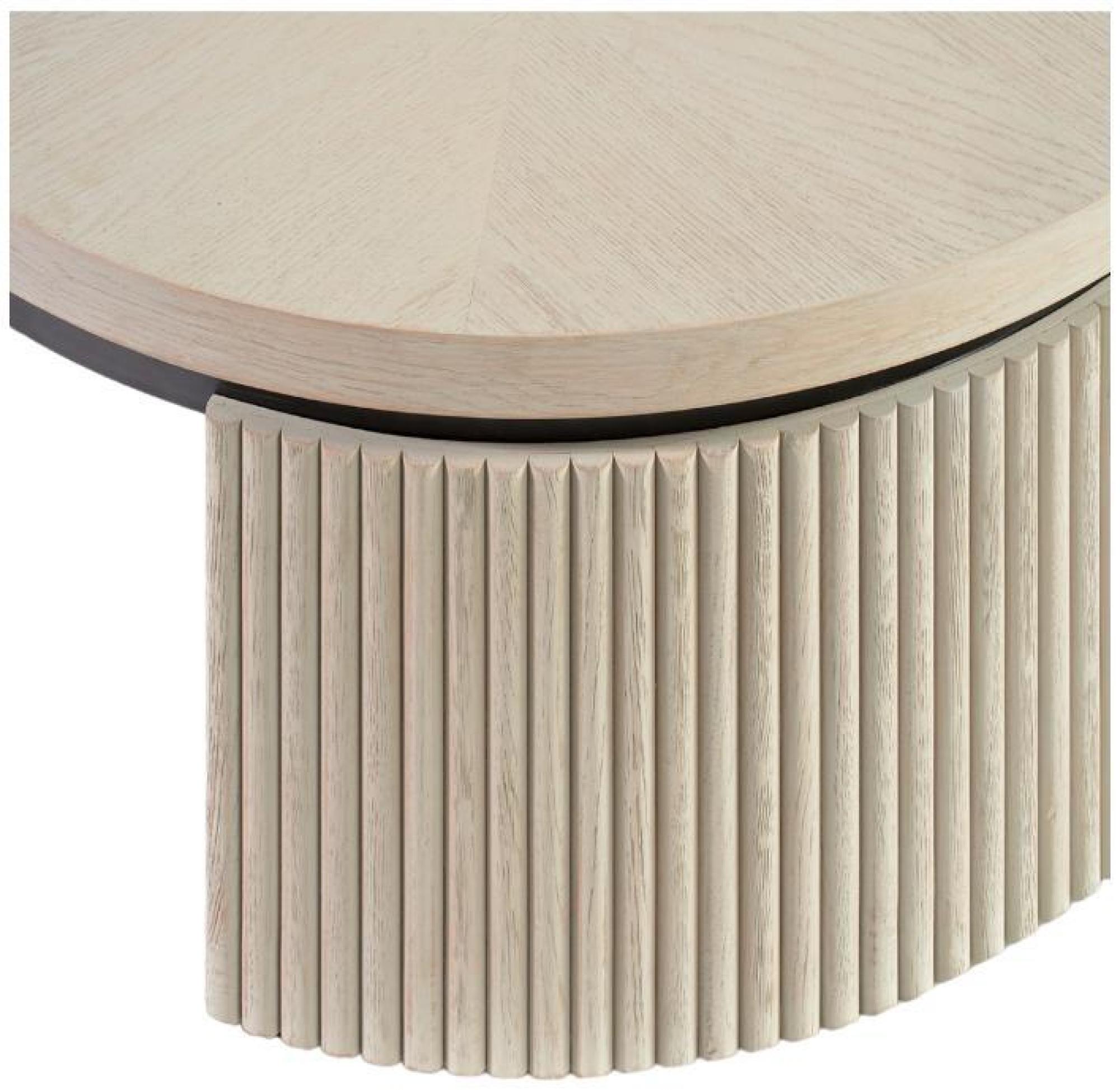 Product photograph of Greyish White Slatted Legs Round Coffee Table from Choice Furniture Superstore.