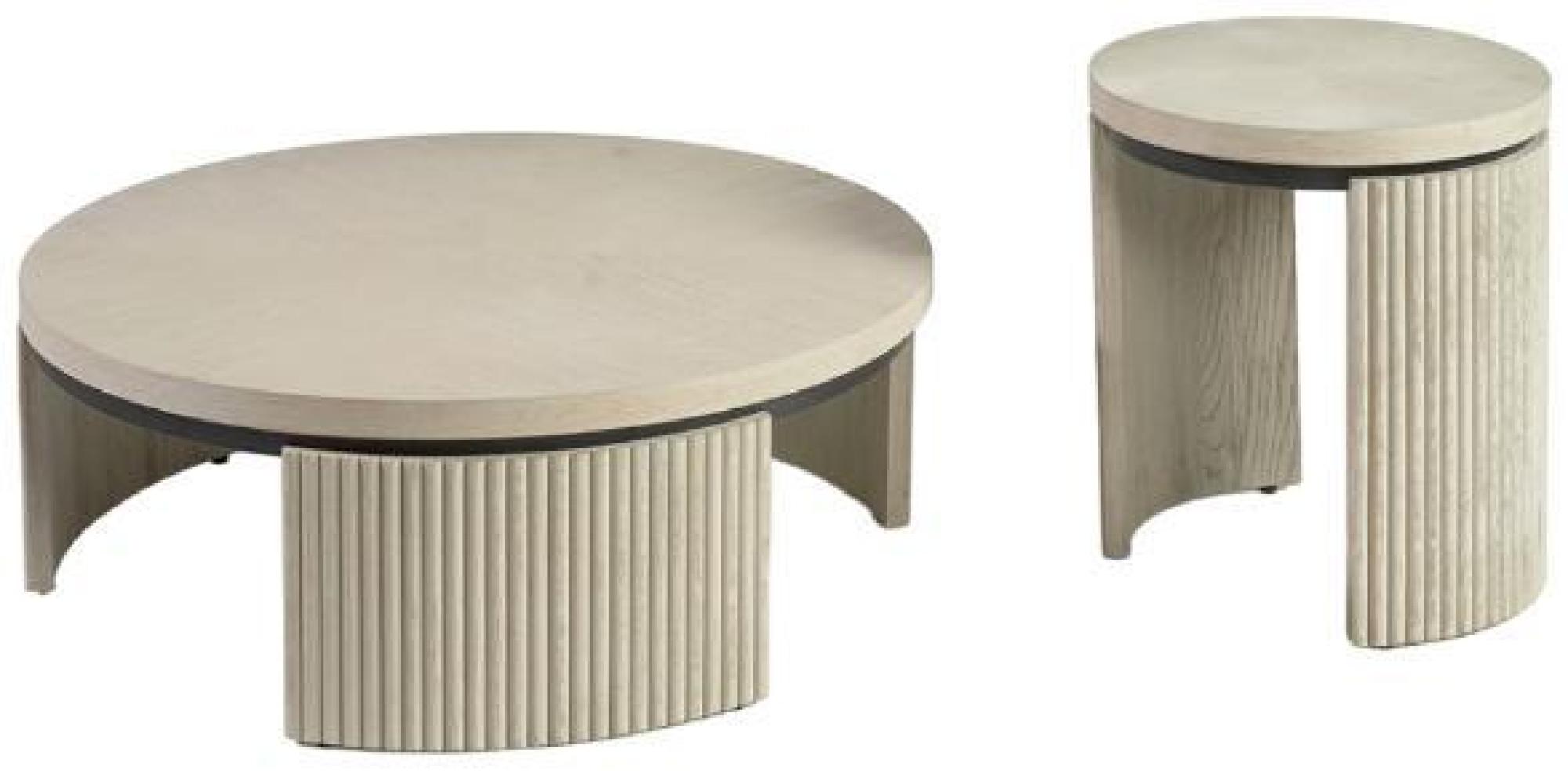 Product photograph of Greyish White Slatted Legs Round Coffee Table from Choice Furniture Superstore.