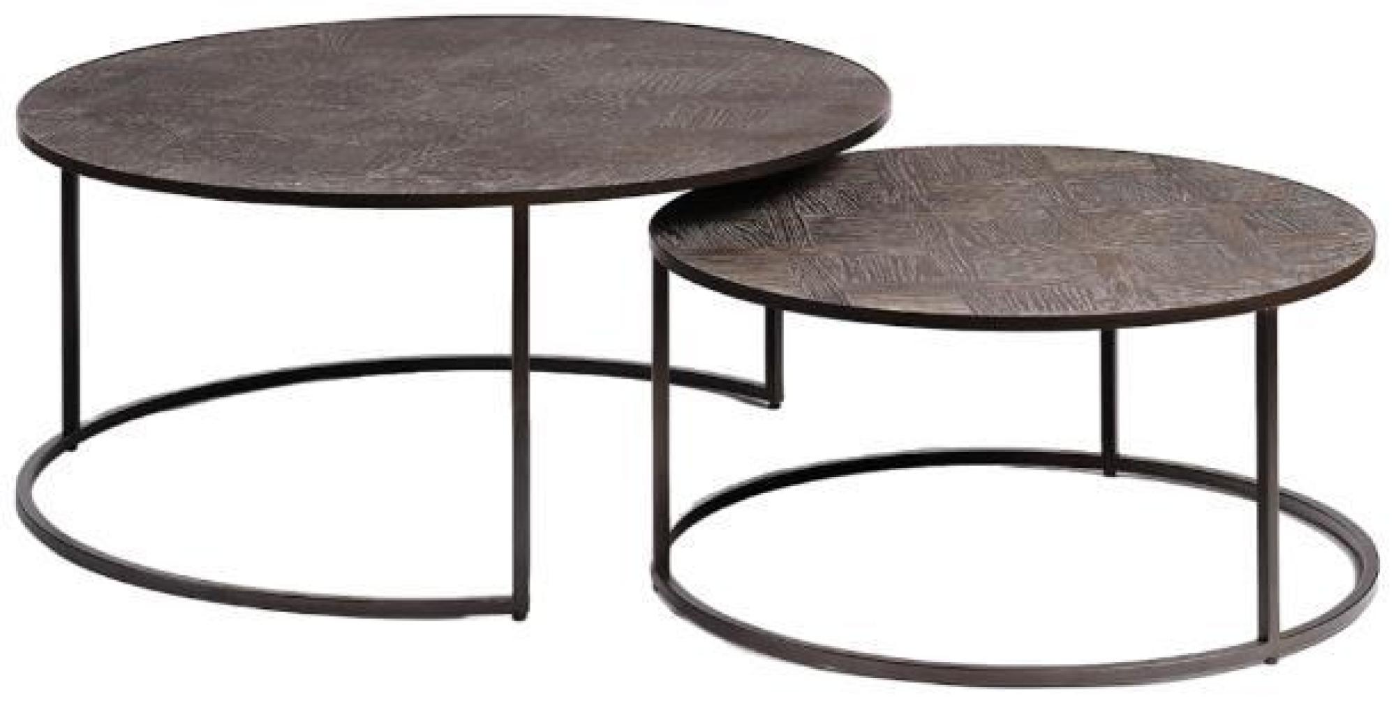 Product photograph of Crisal Decoracion Round Set Of 2 Coffee Tables - Comes In White And Greyish Oak Options from Choice Furniture Superstore.