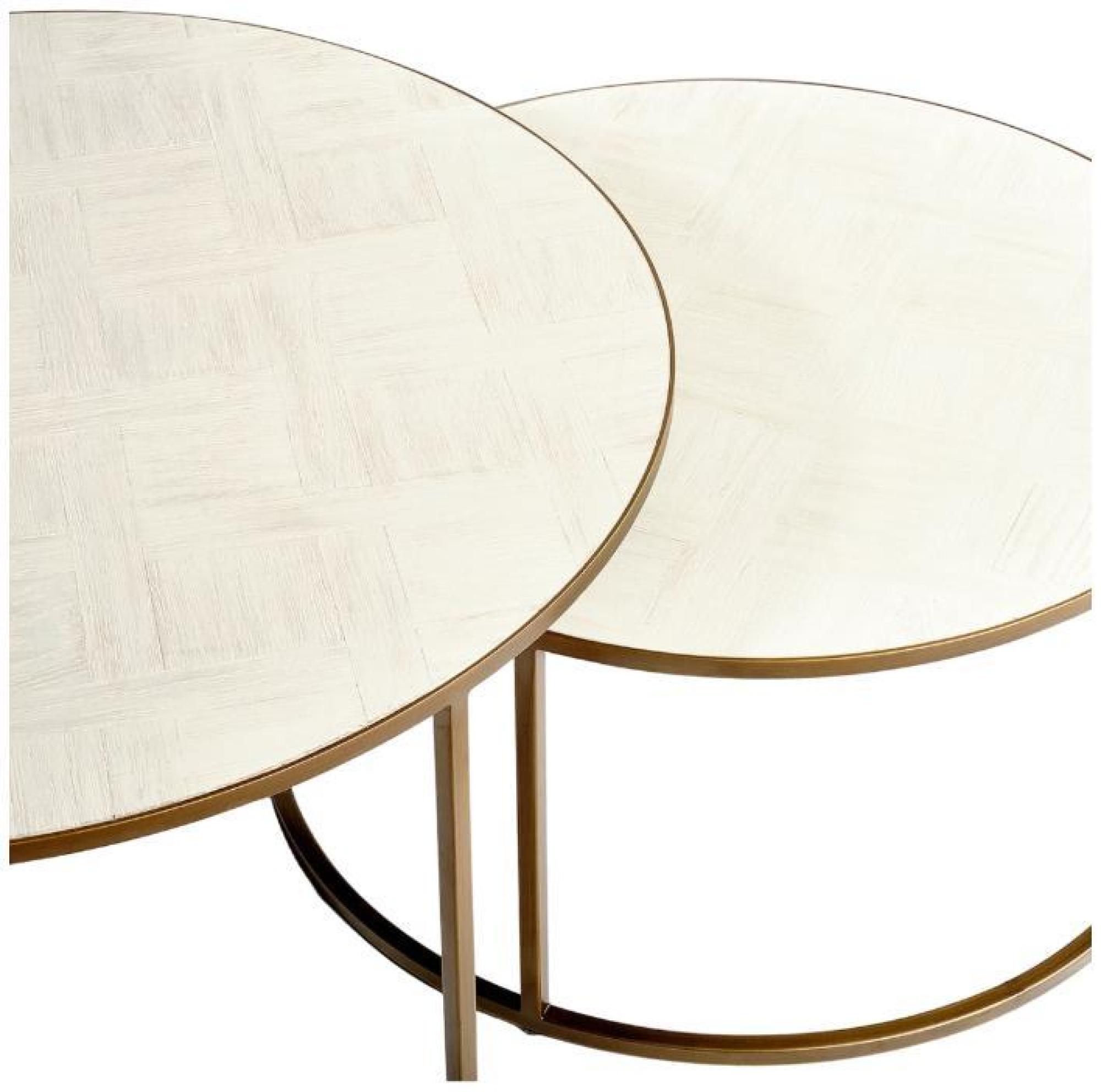 Product photograph of Crisal Decoracion Round Set Of 2 Coffee Tables - Comes In White And Greyish Oak Options from Choice Furniture Superstore.