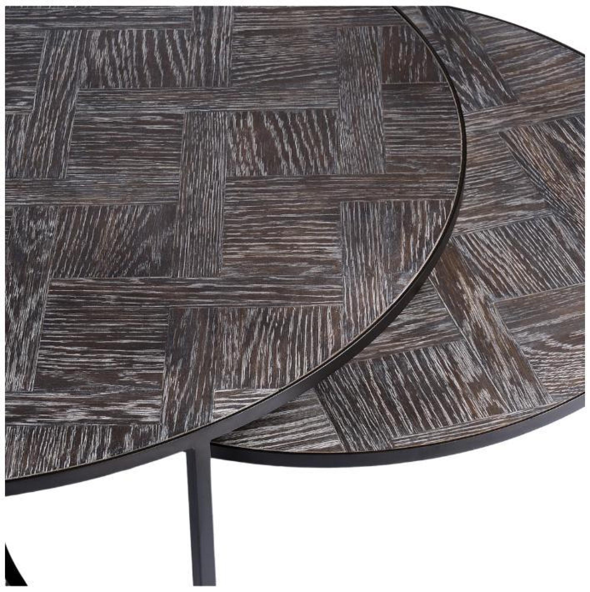 Product photograph of Crisal Decoracion Round Set Of 2 Coffee Tables - Comes In White And Greyish Oak Options from Choice Furniture Superstore.