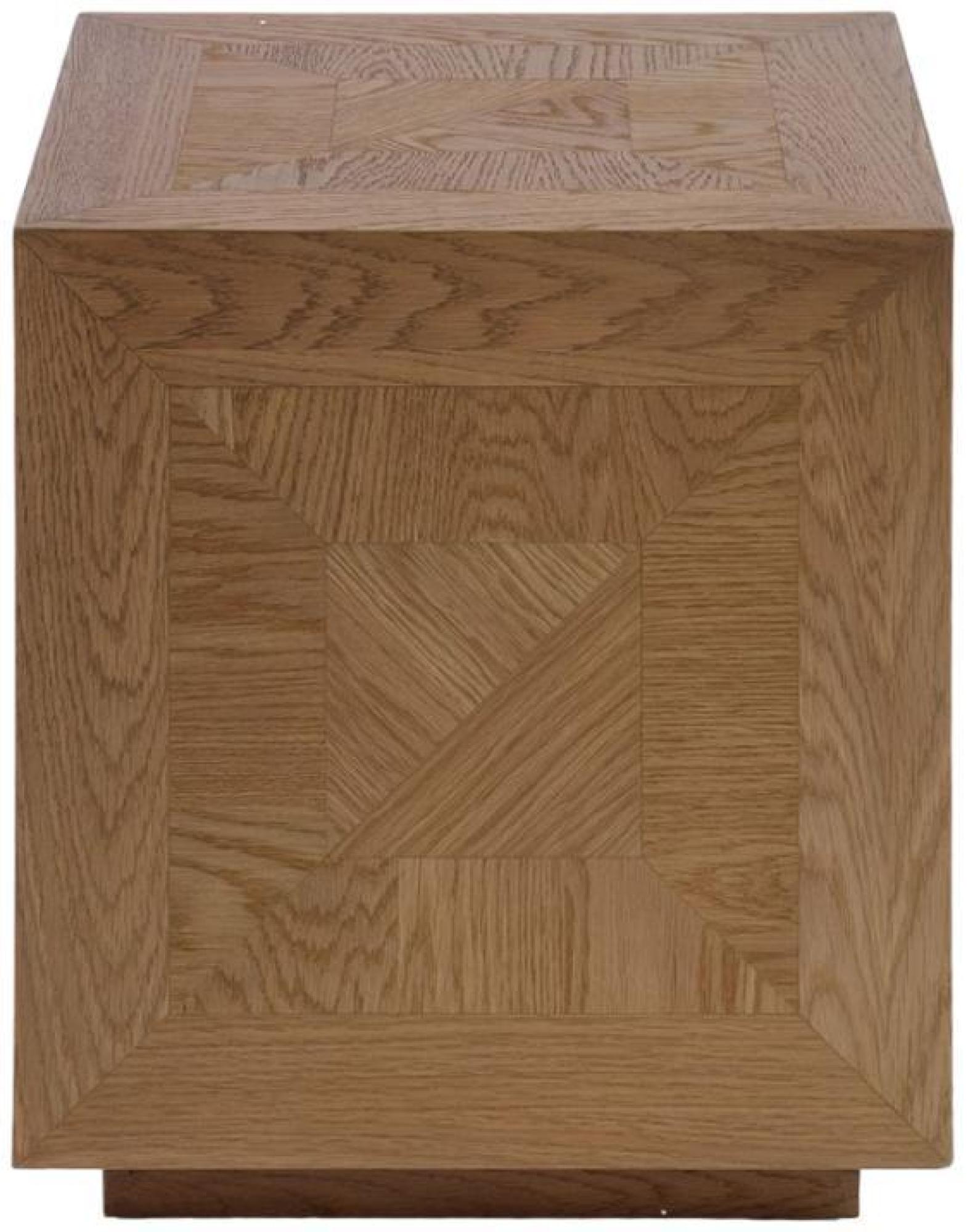 Product photograph of Crisal Decoracion Oak Wood Cubic Side Table - Comes In Greyish White And Natural Oak Options from Choice Furniture Superstore.