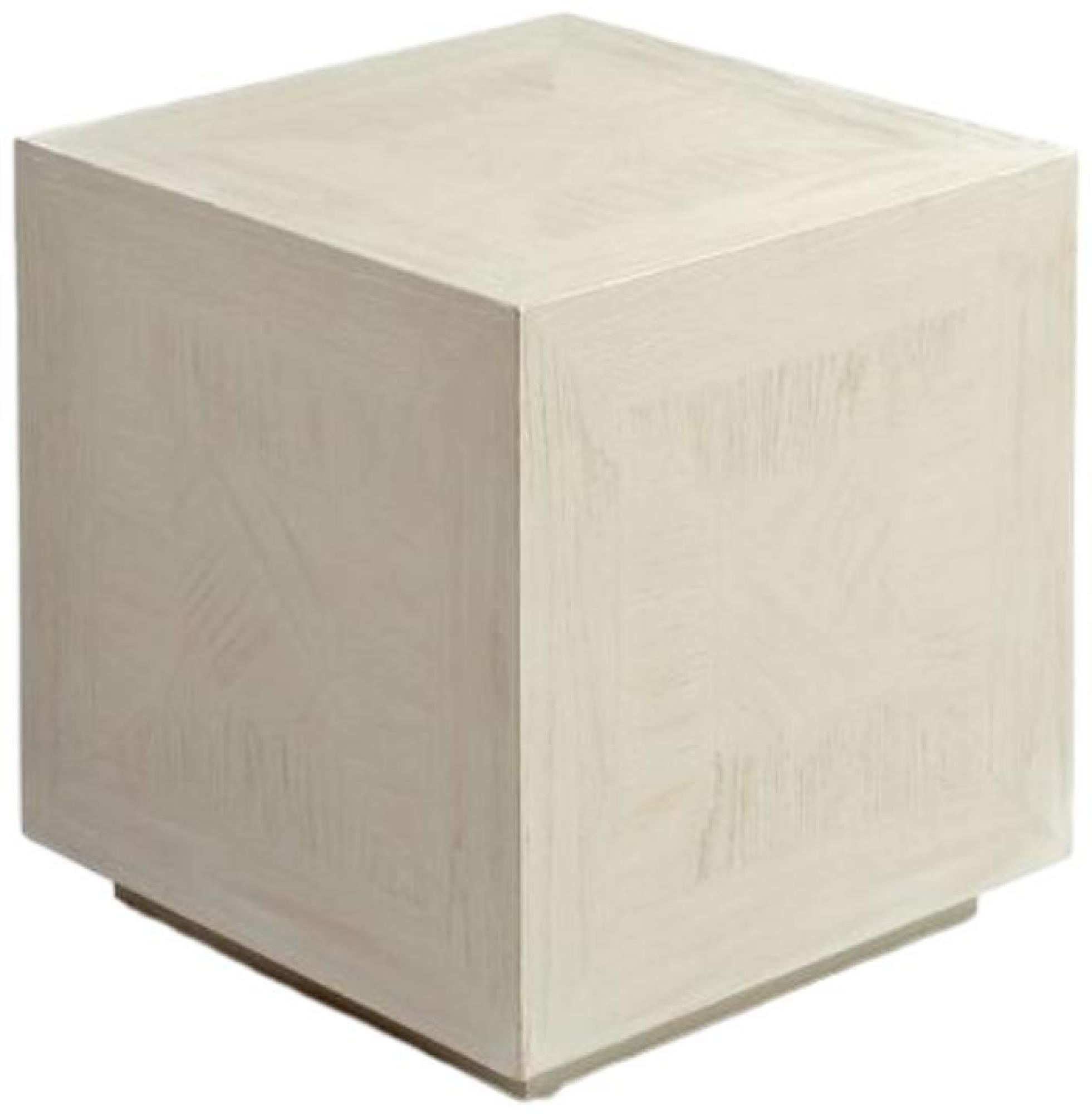 Product photograph of Crisal Decoracion Oak Wood Cubic Side Table - Comes In Greyish White And Natural Oak Options from Choice Furniture Superstore.