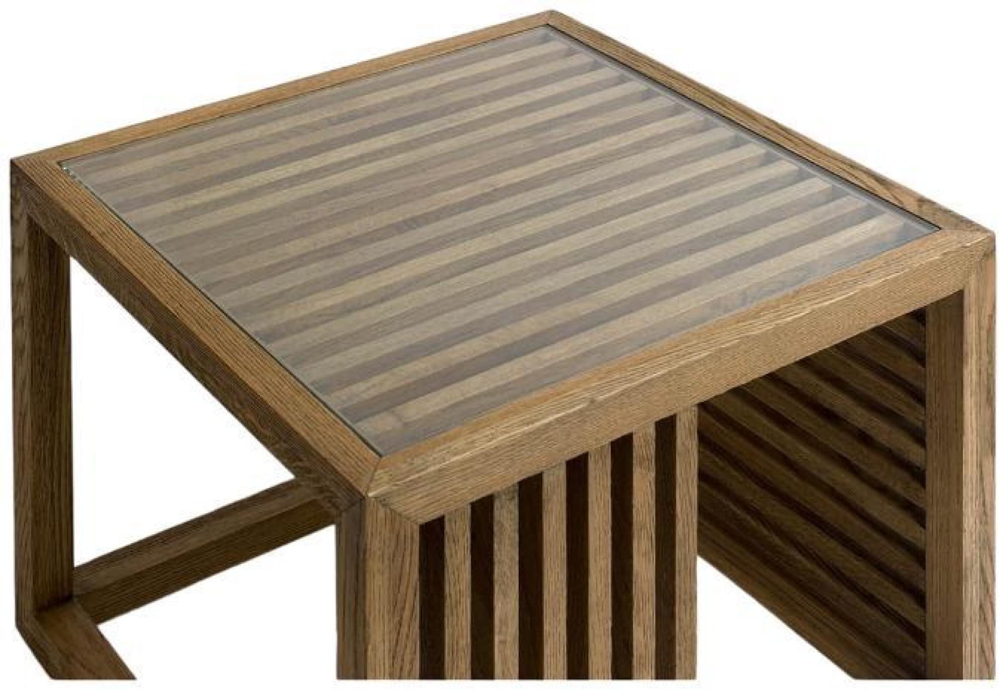 Product photograph of Crisal Decoracion Natural Oak Wood Square Side Table from Choice Furniture Superstore.