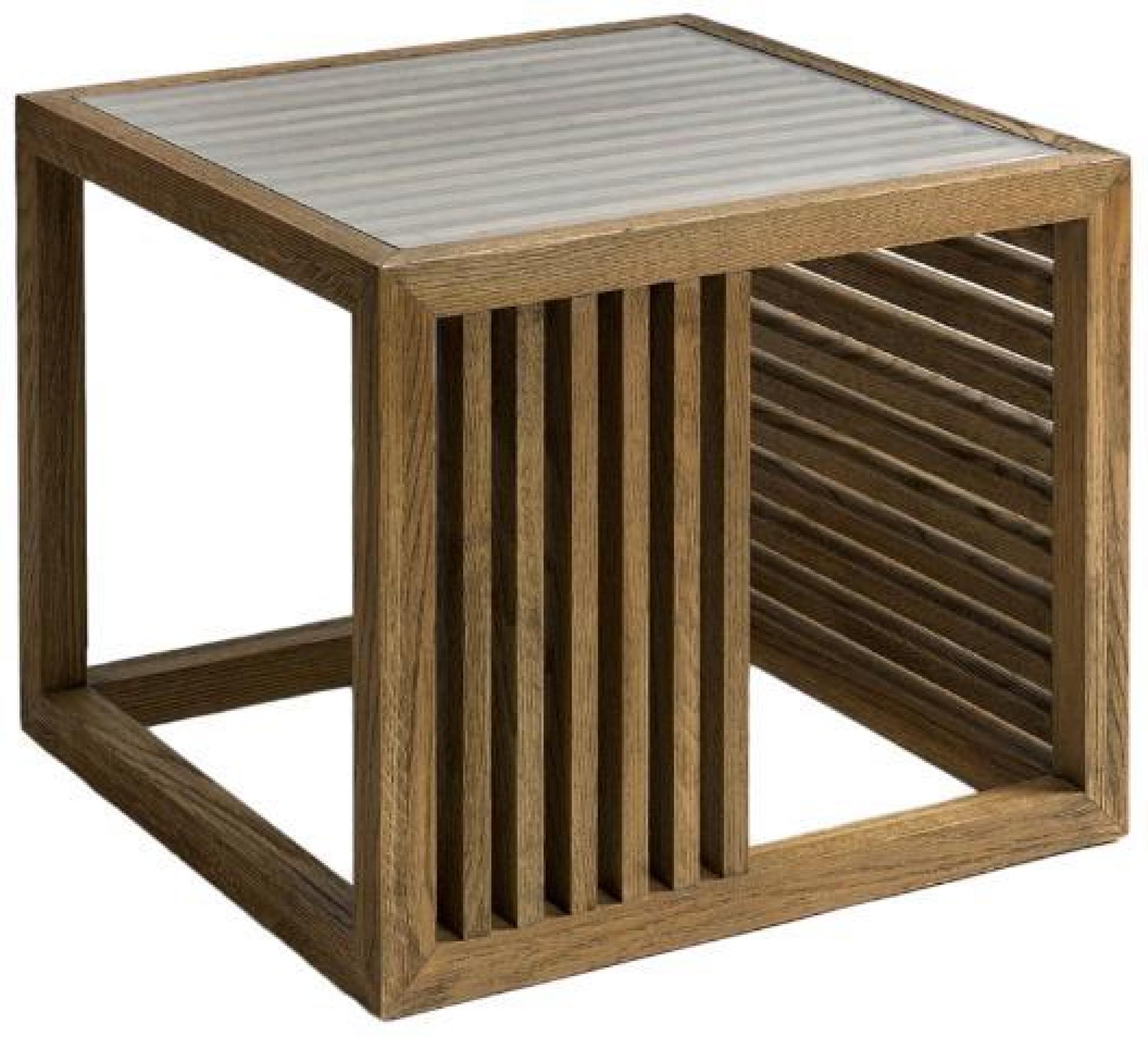 Product photograph of Crisal Decoracion Natural Oak Wood Square Side Table from Choice Furniture Superstore.