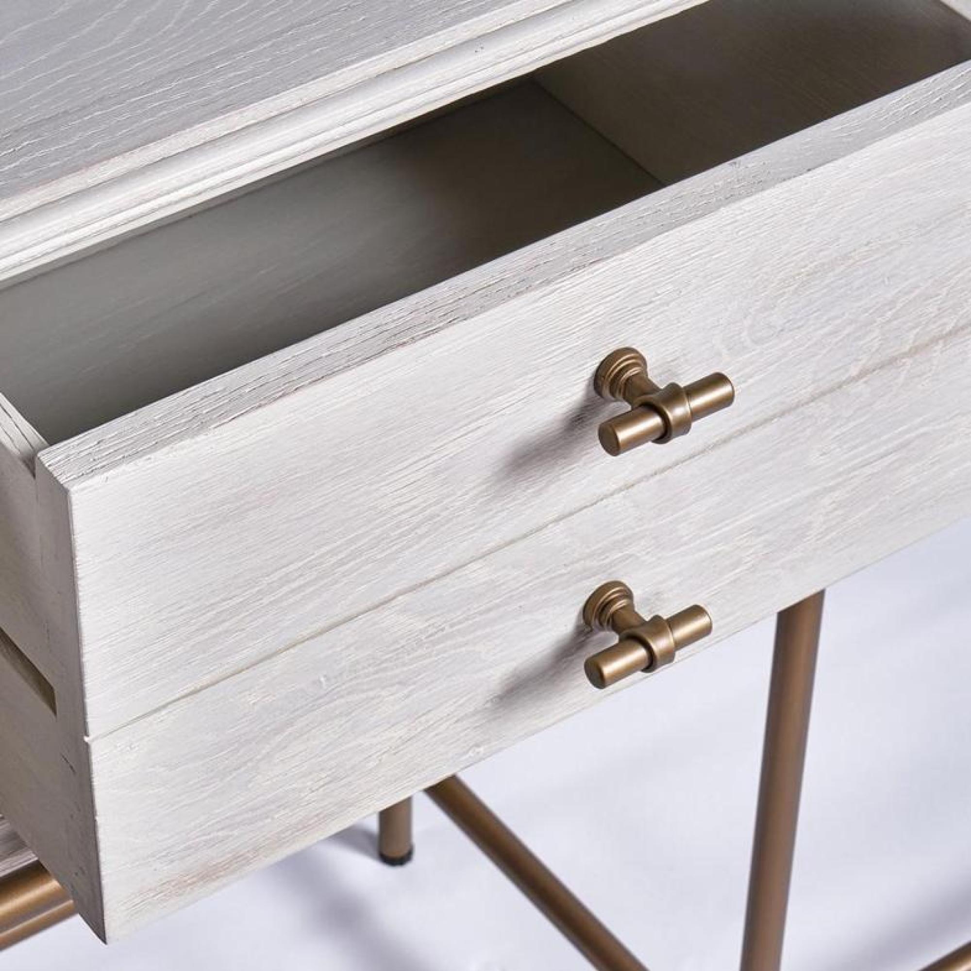 Product photograph of Greyish White Wood 8 Drawer T Handles Pull Console Table from Choice Furniture Superstore.