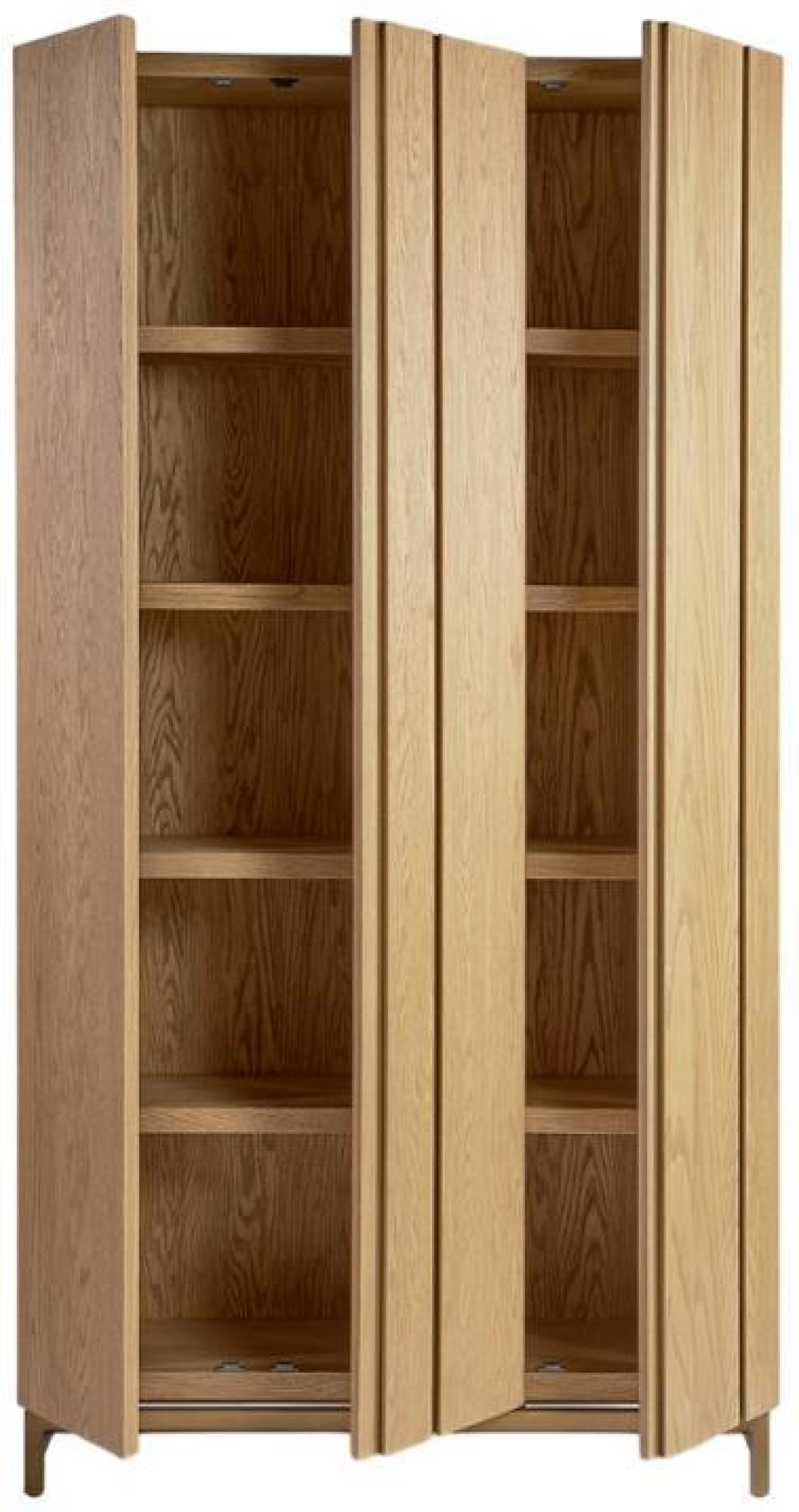 Product photograph of Natural Oak Wood 3 Door Display Cabinet from Choice Furniture Superstore.