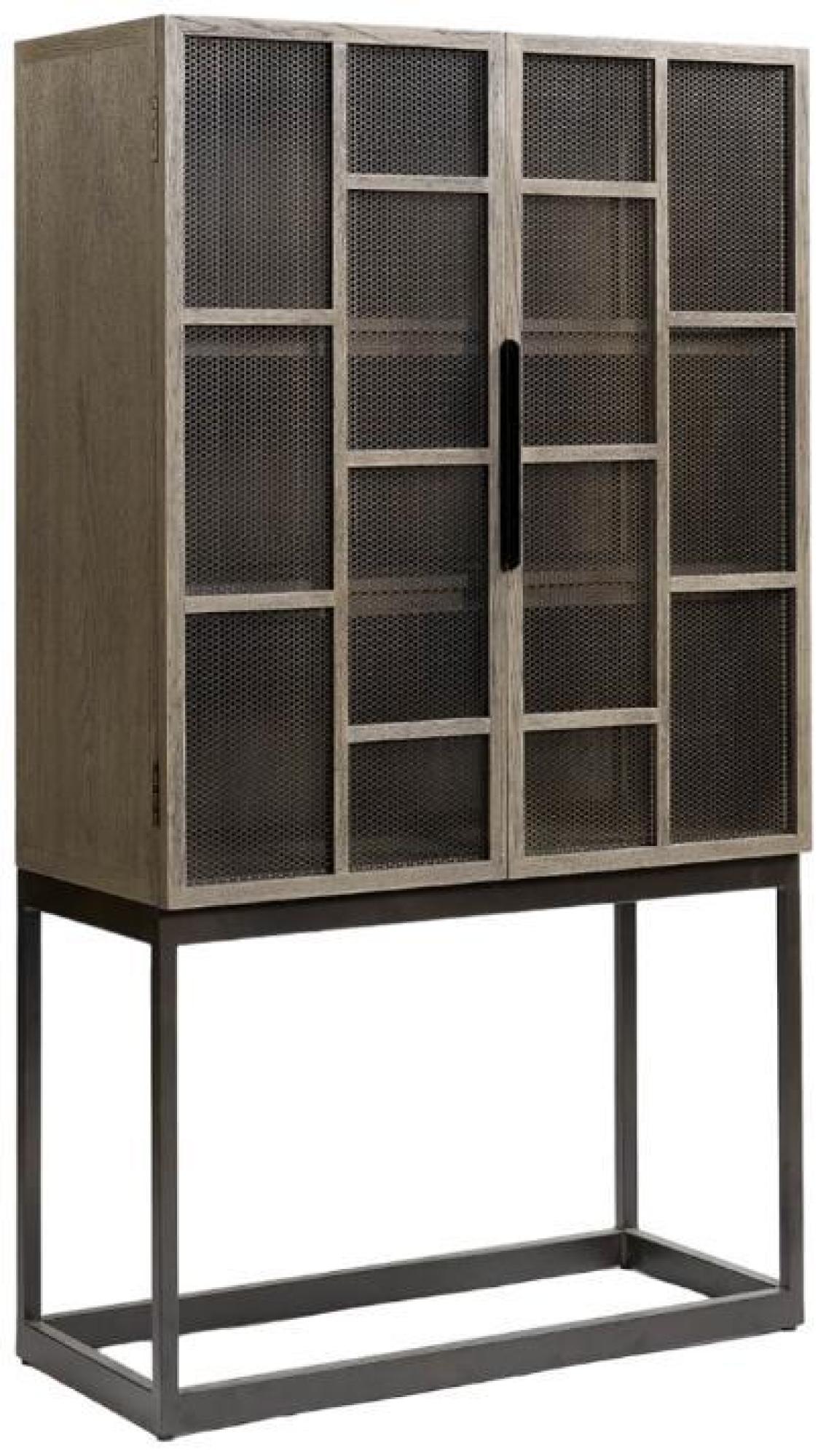 Product photograph of Grey Oak Wood 2 Door Honeycomb Cupboard from Choice Furniture Superstore.