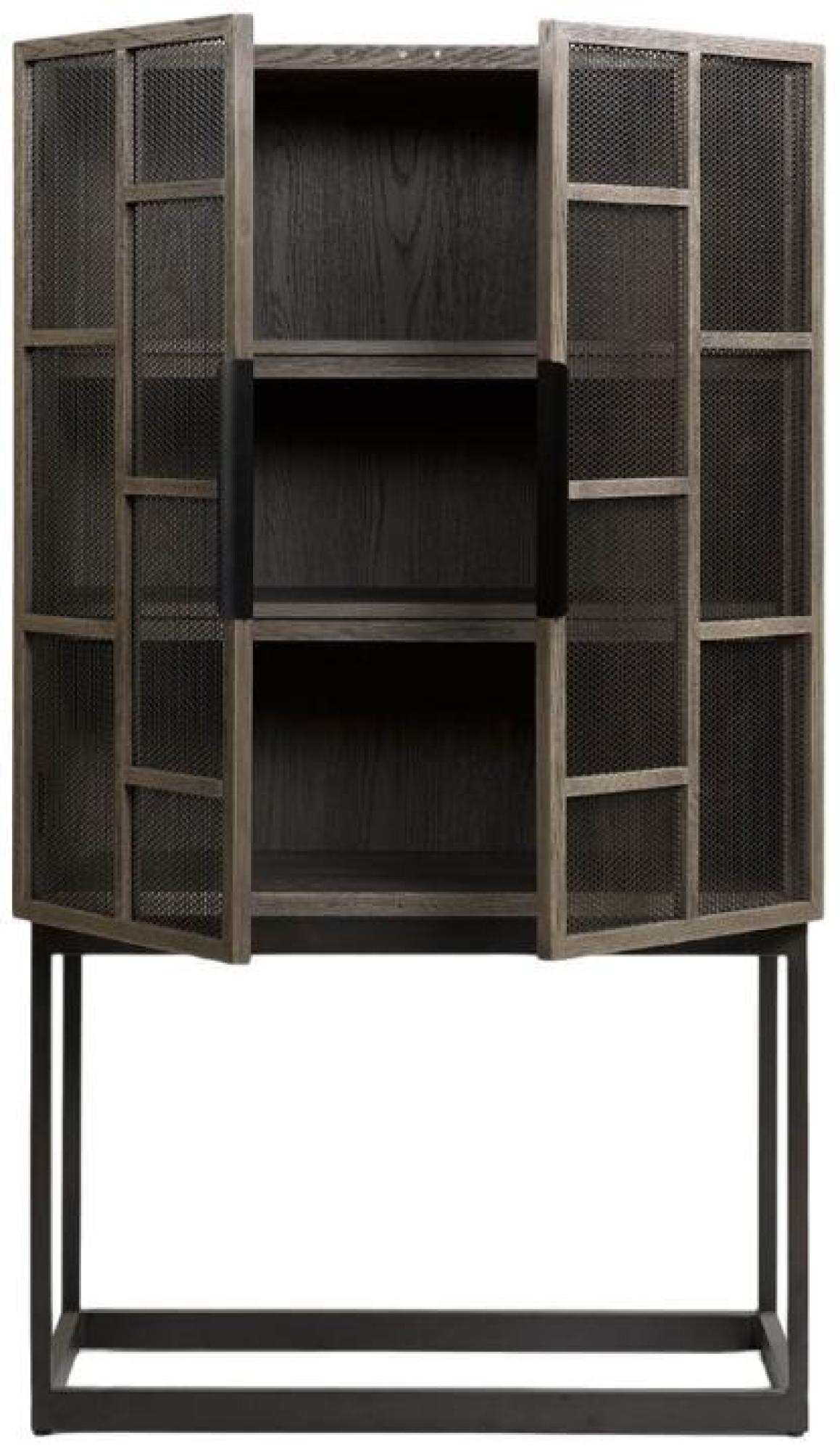 Product photograph of Crisal Decoracion Grey Oak Wood 2 Door Honeycomb Cupboard from Choice Furniture Superstore.