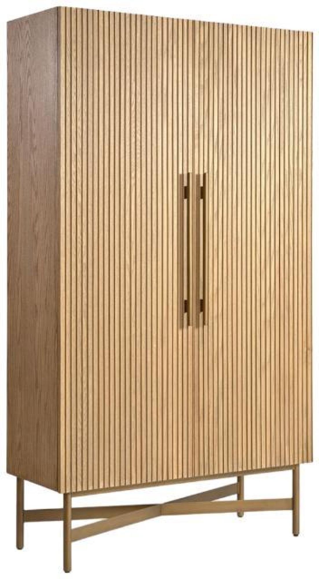 Product photograph of Crisal Decoracion Natural Oak Wood 2 Slatted Door Cabinet from Choice Furniture Superstore.