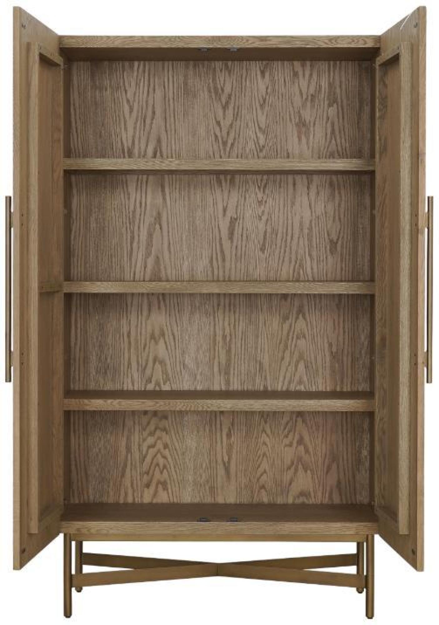 Product photograph of Crisal Decoracion Natural Oak Wood 2 Slatted Door Cabinet from Choice Furniture Superstore.