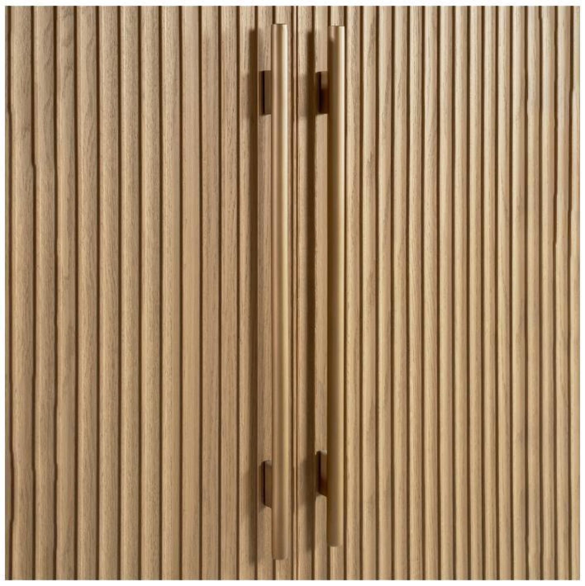 Product photograph of Crisal Decoracion Natural Oak Wood 2 Slatted Door Cabinet from Choice Furniture Superstore.